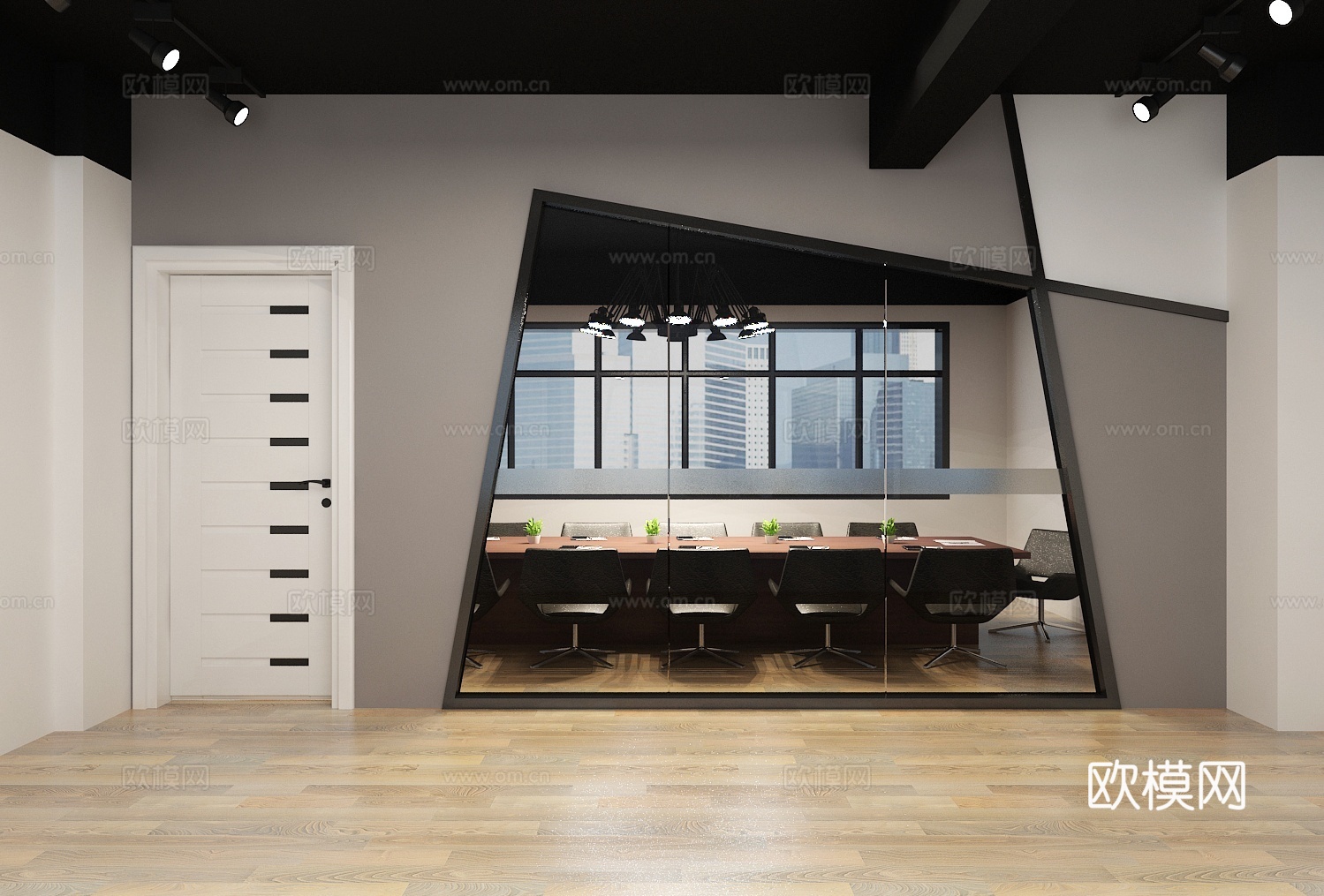 工业风会议室3d模型下载（渲染图1）