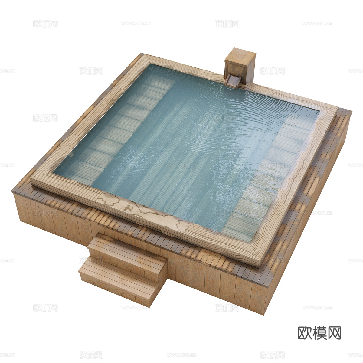 新中式泳池 温泉 泡池3d模型