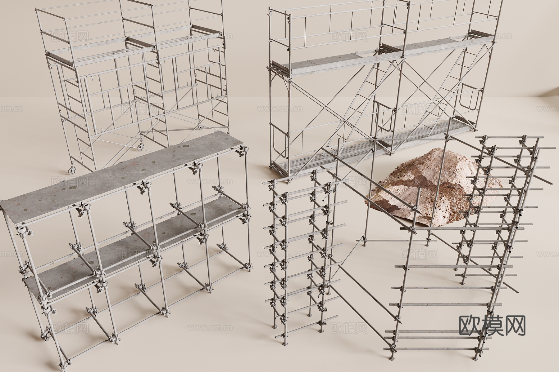 现代工地脚手架3d模型下载