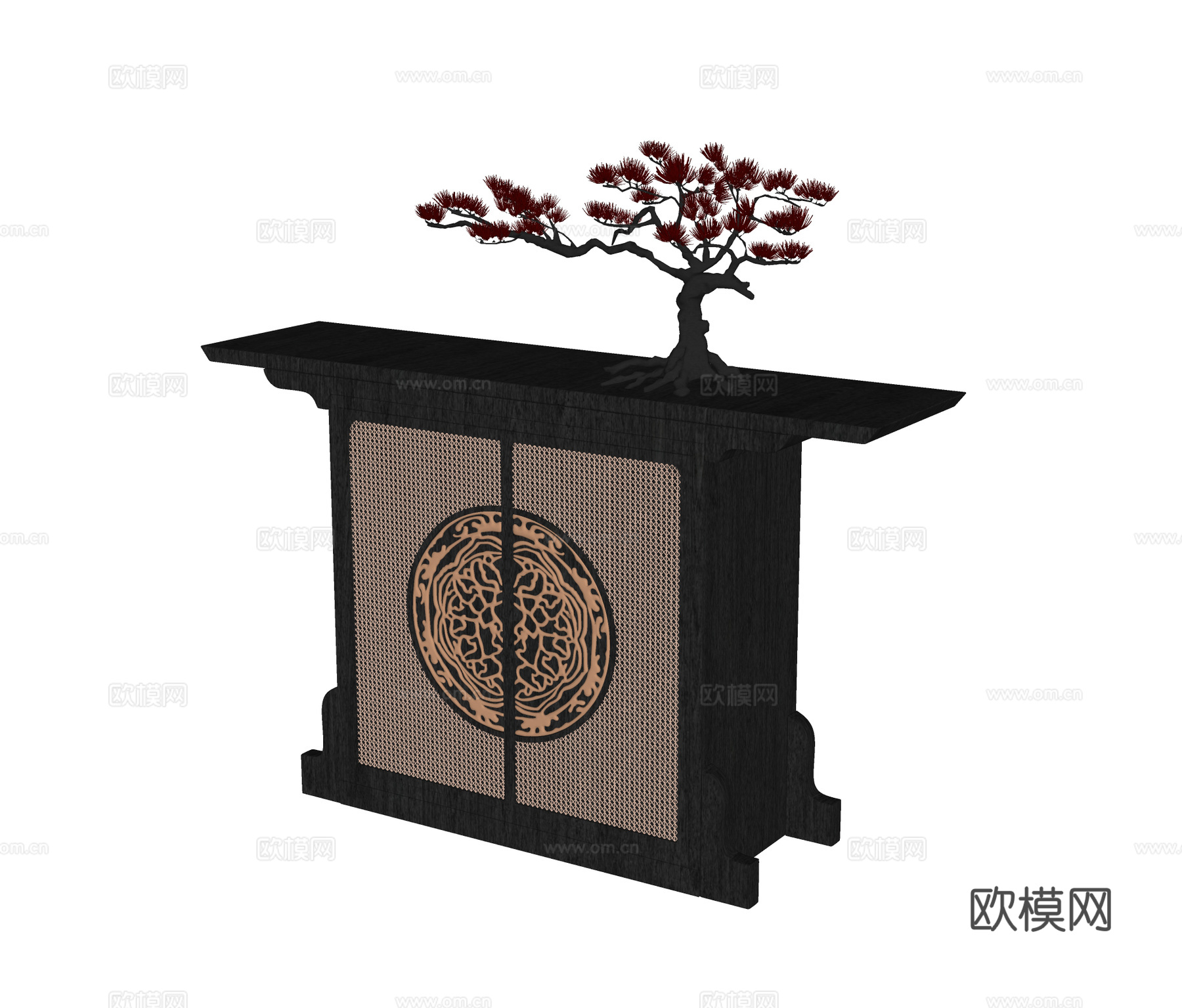 中式玄关柜 端景台su模型下载（渲染图1）