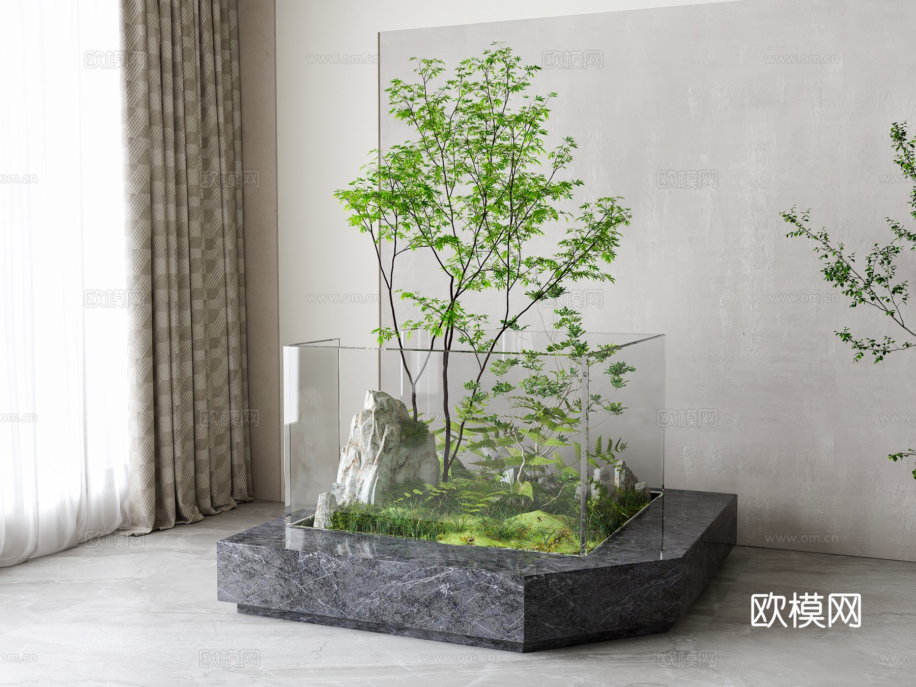 现代绿植造景3d模型