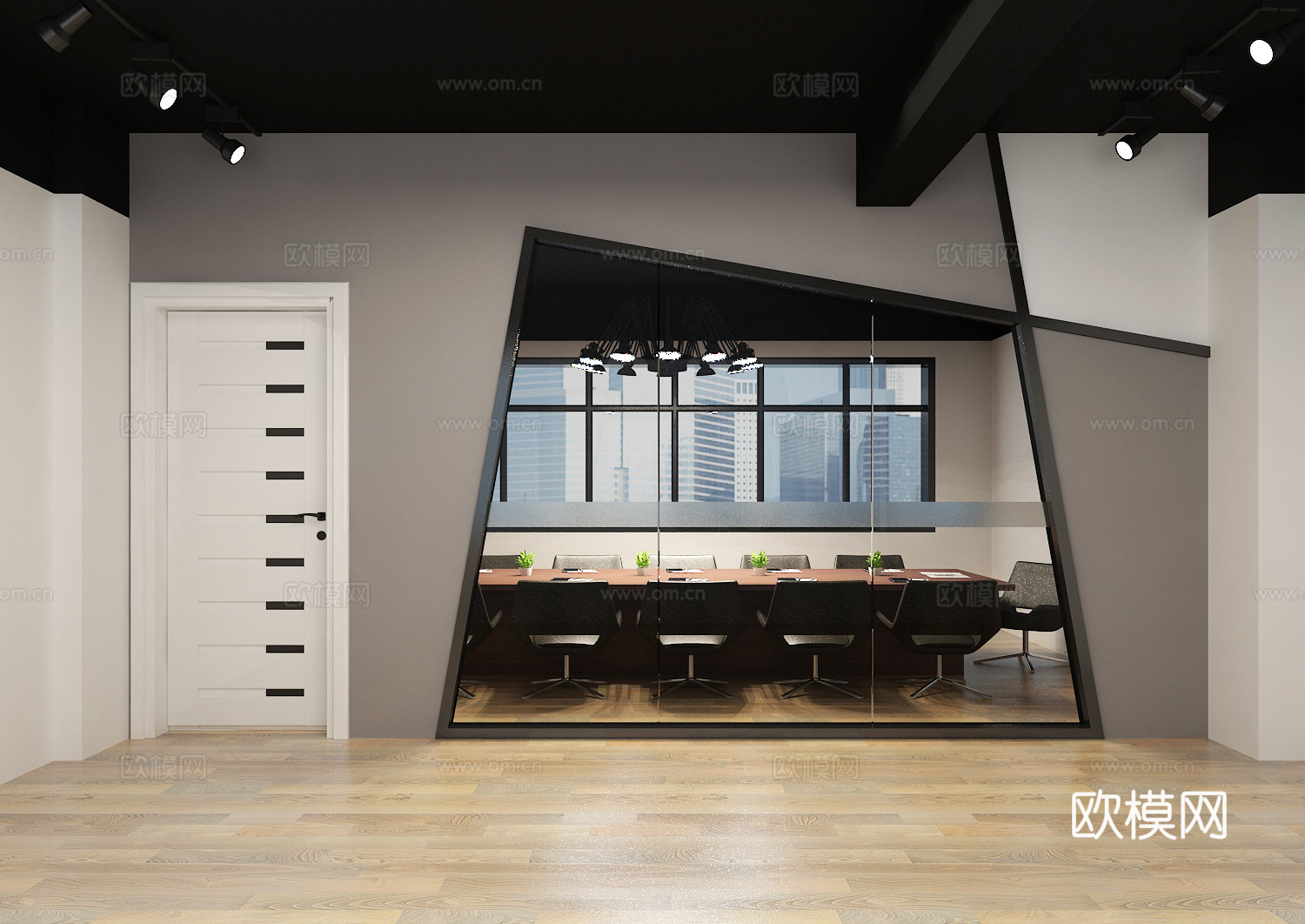 工业风会议室3d模型下载（渲染图2）