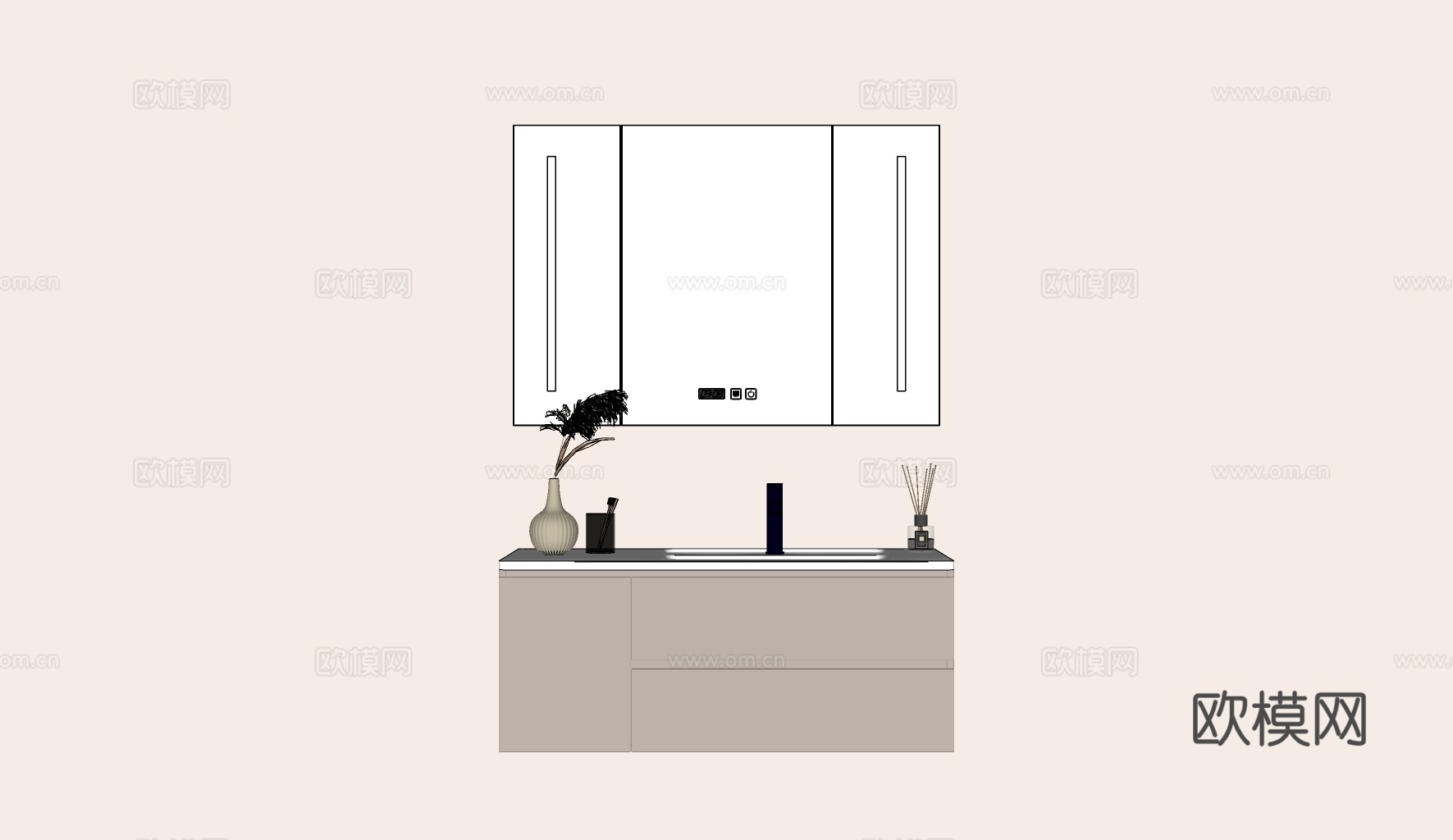 现代台盆柜 浴室柜 洗手柜su模型