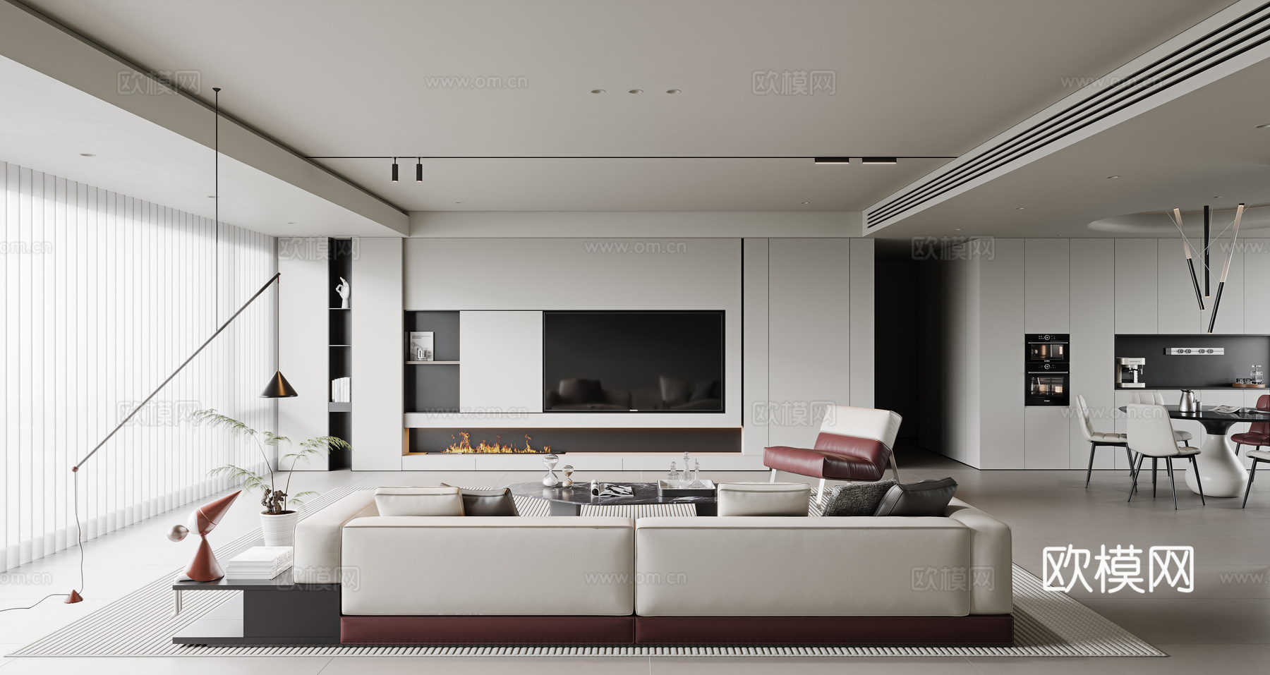 意式客餐厅3d模型下载（渲染图1）