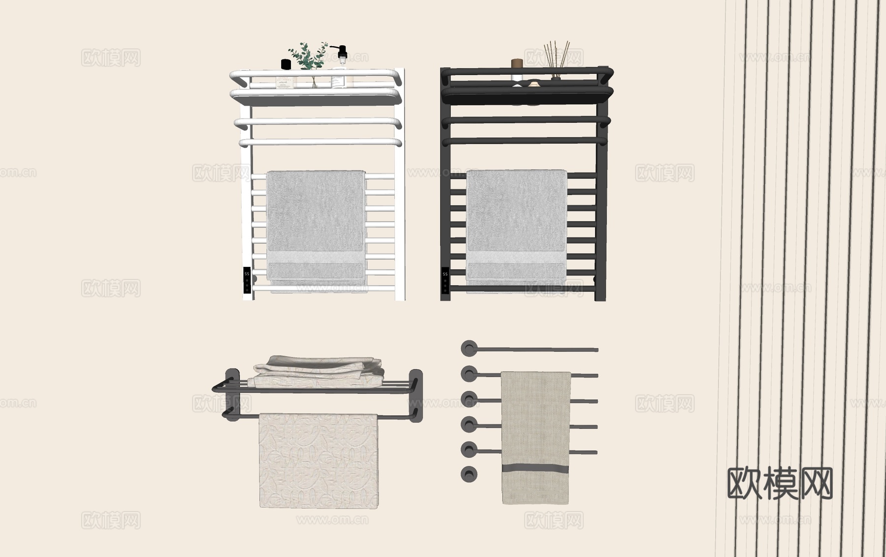 电热毛巾架 毛巾杆 卫浴小件 置物架su模型