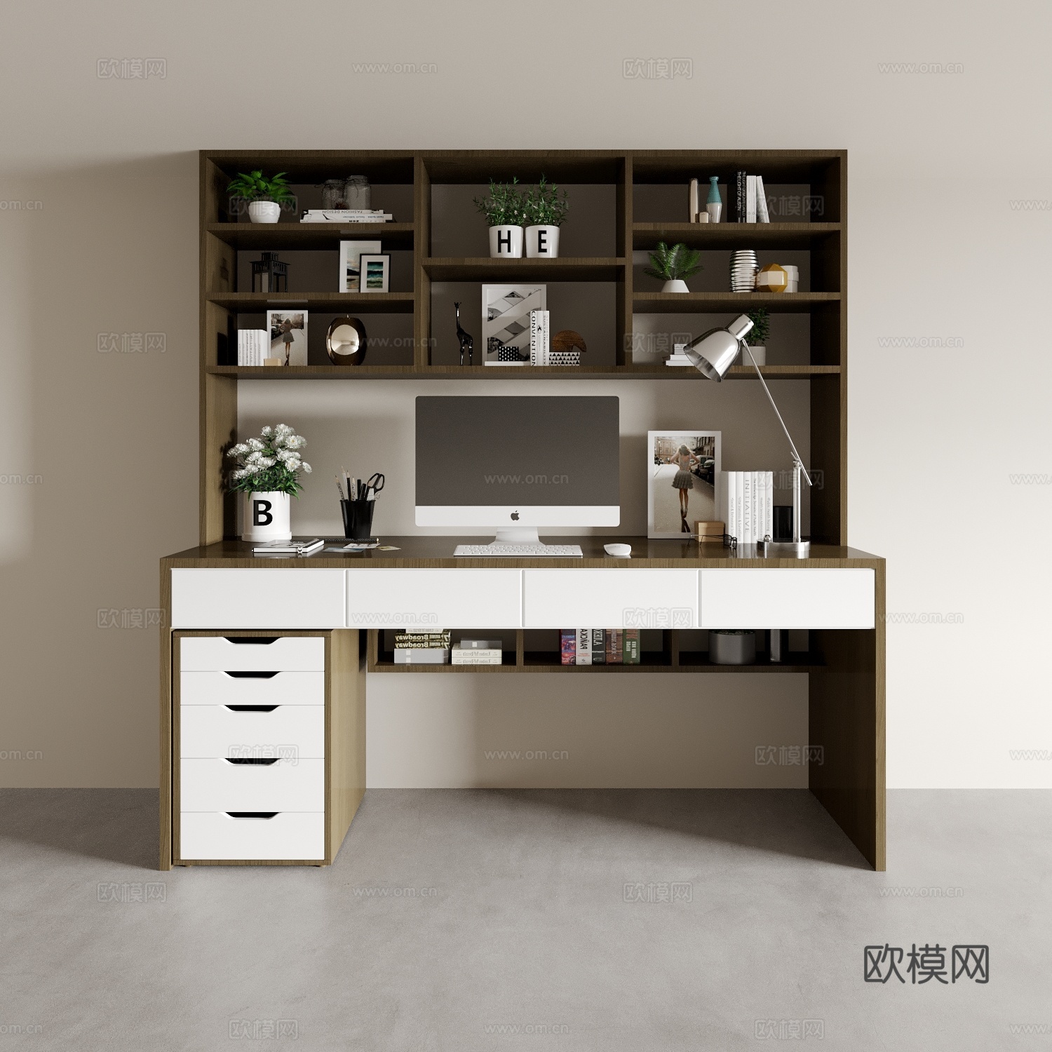 现代书桌 电脑桌3d模型下载