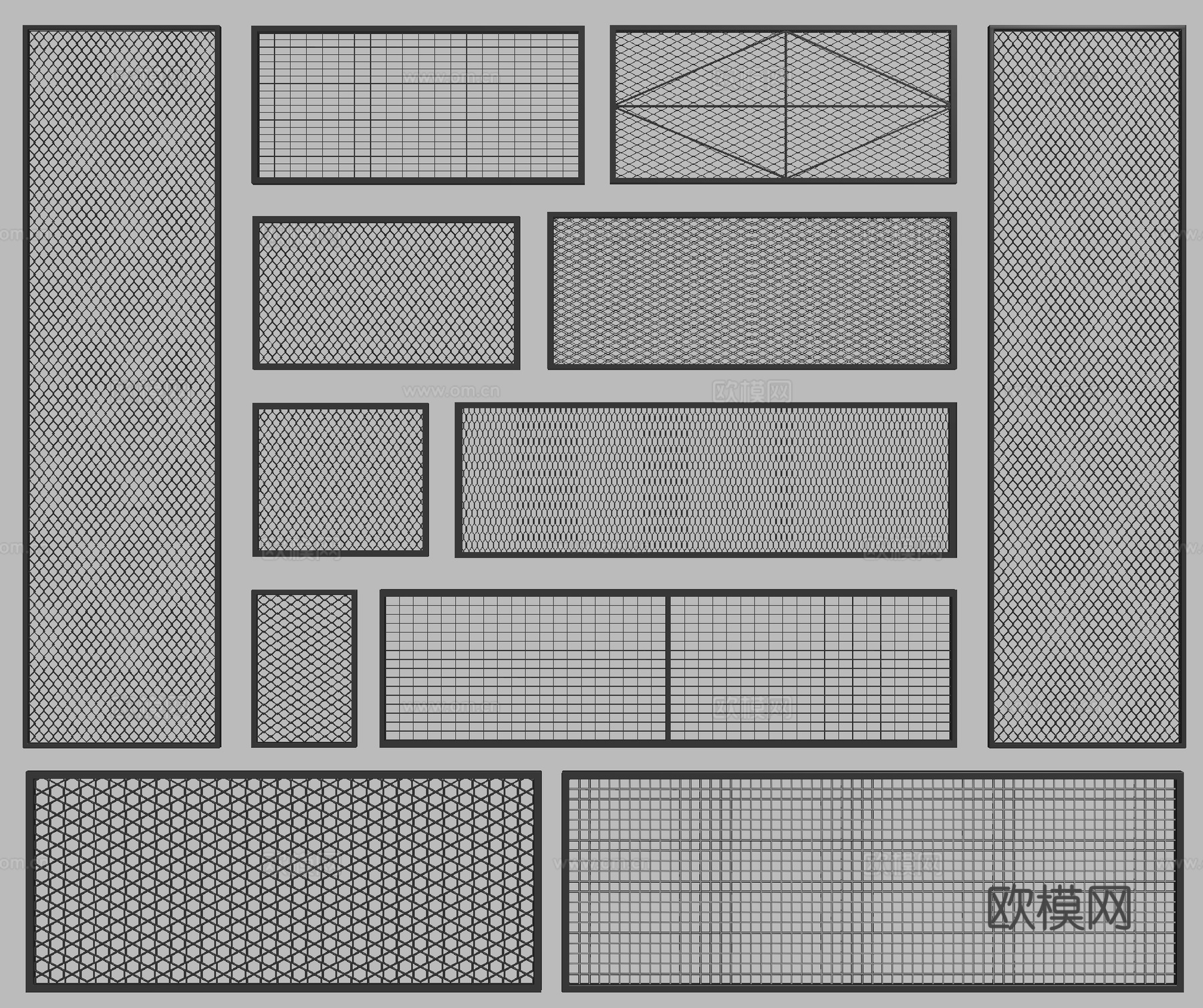 铁丝网 护栏 铁丝网围 防盗网su模型