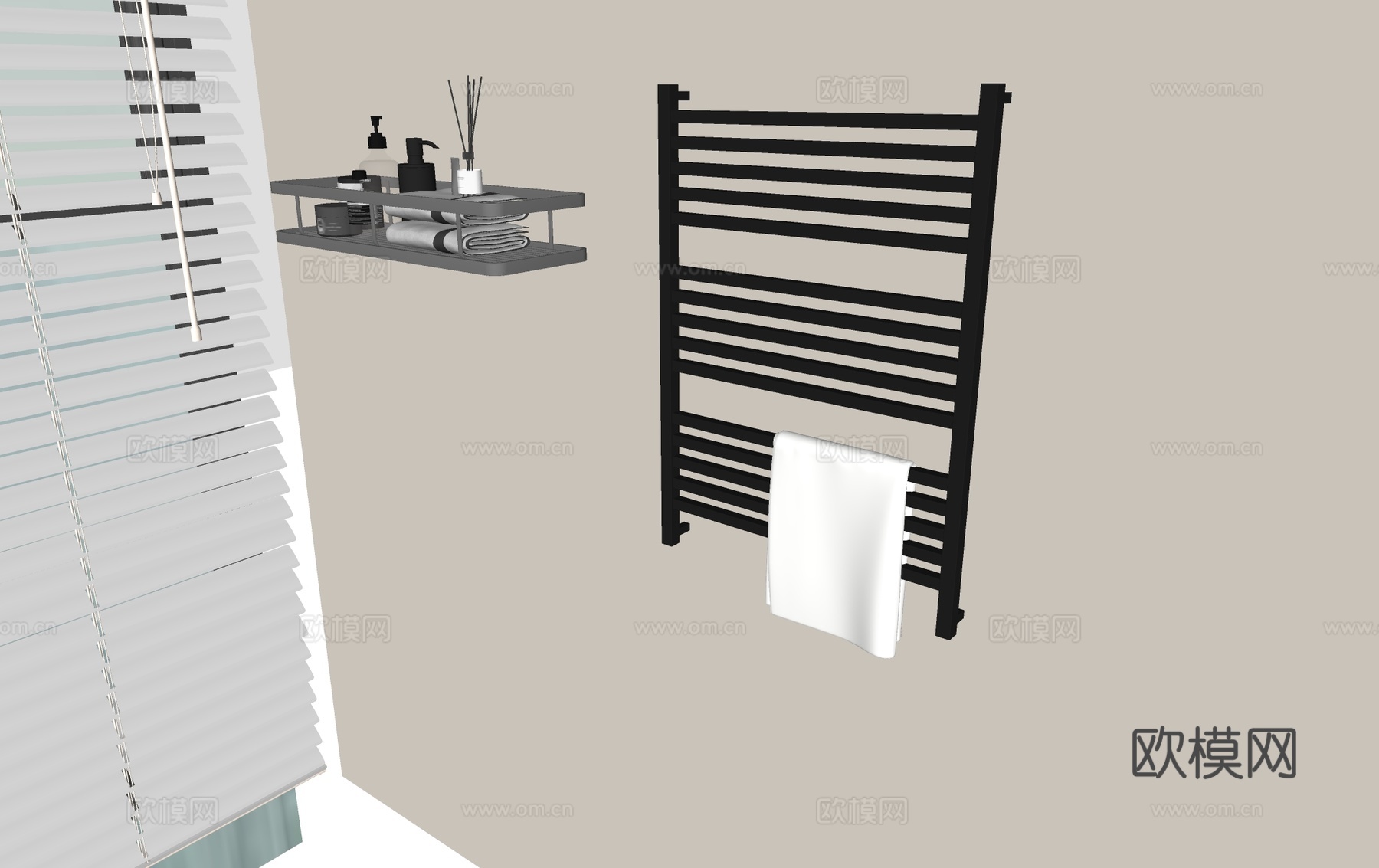 电热毛巾杆 毛巾架 卫浴小件 置物架su模型