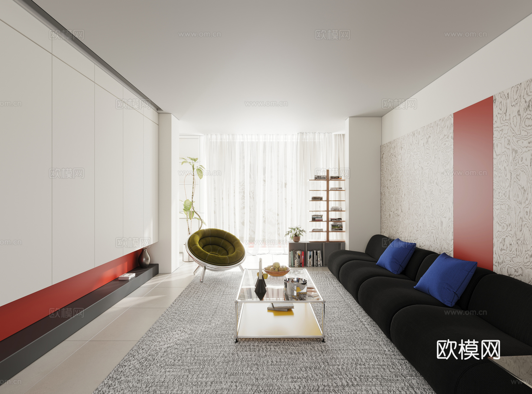 孟菲斯风客餐厅3d模型下载（渲染图1）