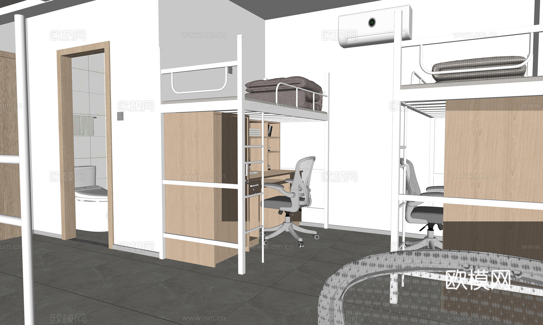 现代学生宿舍 大学宿舍su模型
