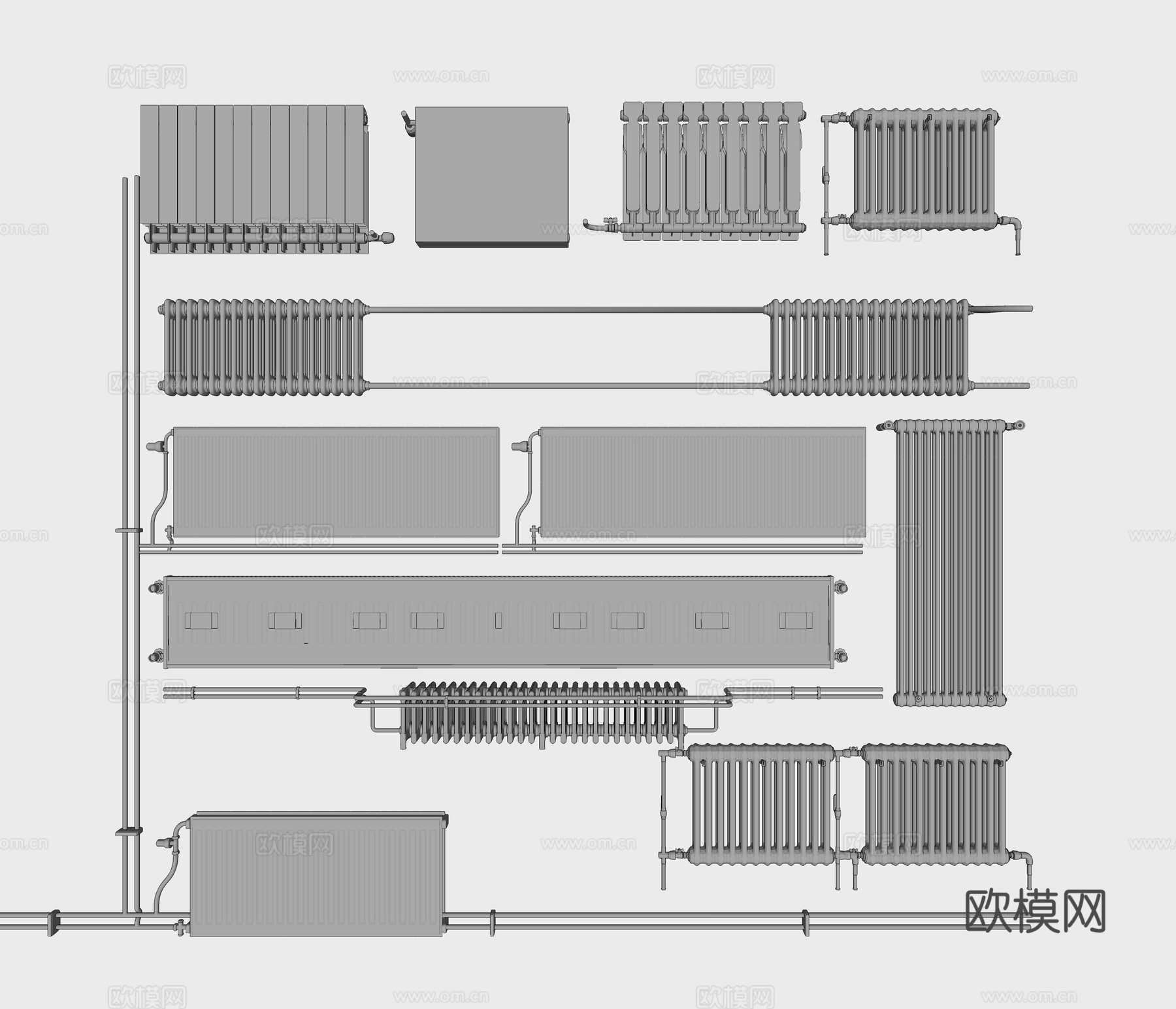 暖气片 地暖片 取暖器su模型