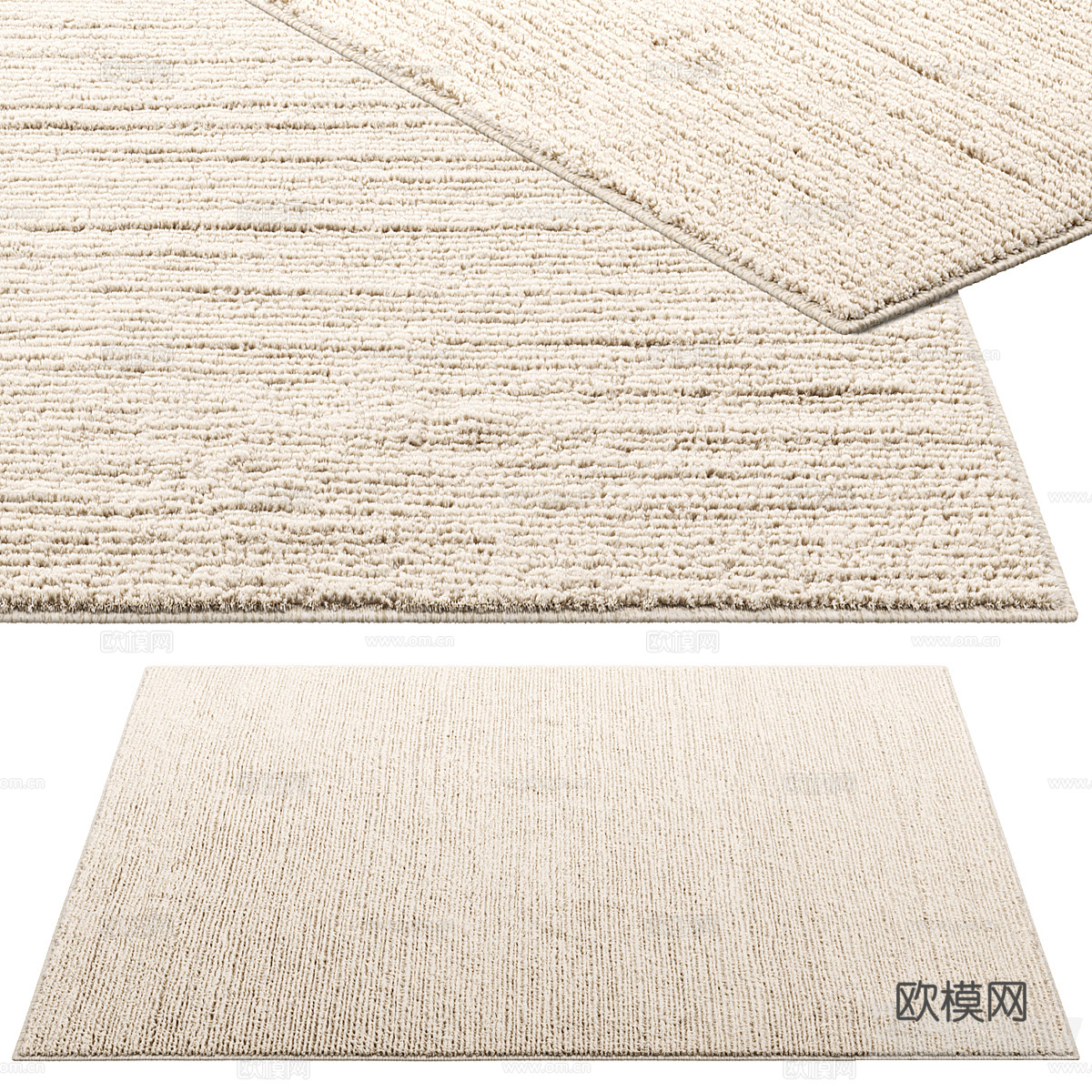 方形地毯 毛绒地毯3d模型下载（渲染图1）