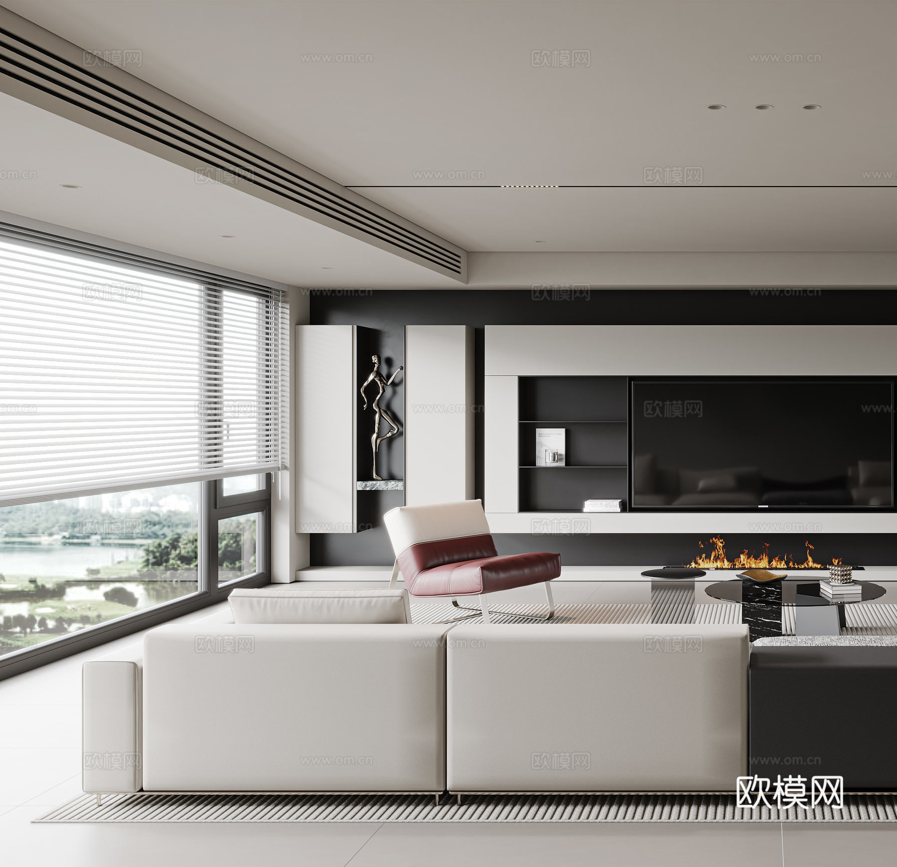 现代客餐厅3d模型下载（渲染图2）