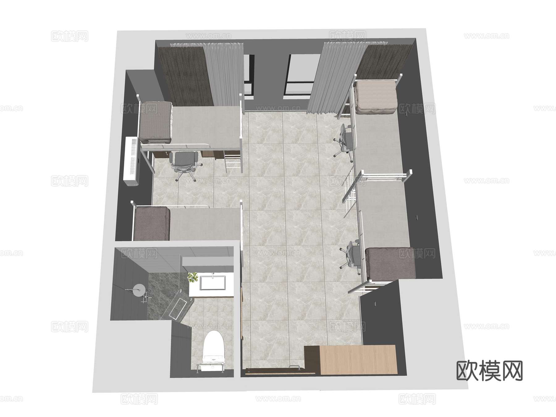 学生宿舍鸟瞰图 员工宿舍 学生公寓su模型