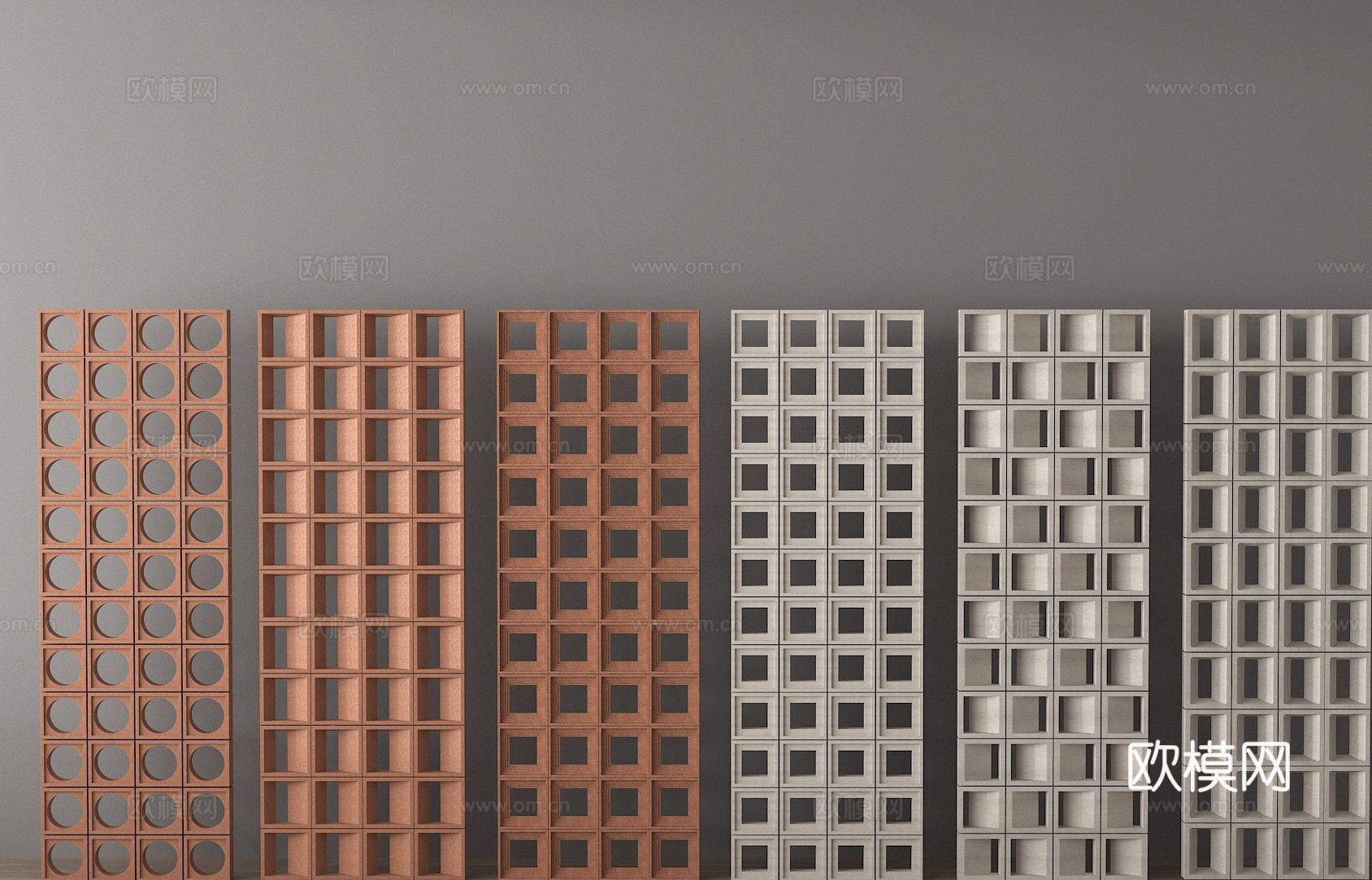 水泥砖隔断 水泥空心砖 镂空隔断3d模型下载