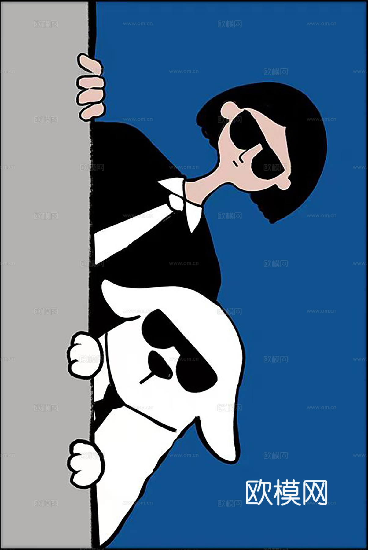 现代抽象趣味人物装饰画贴图下载