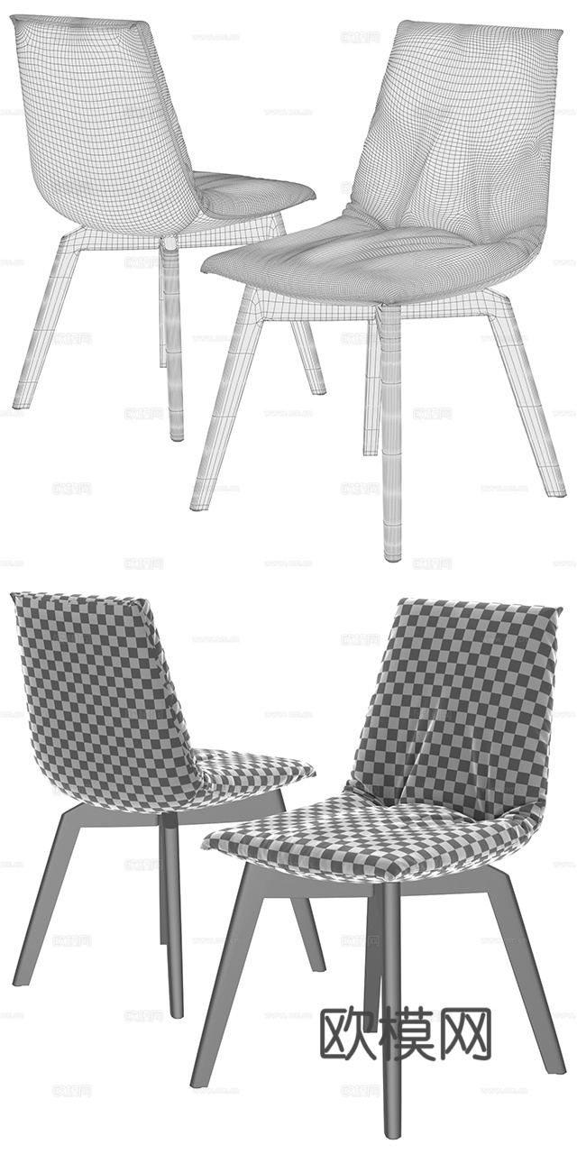 TEAM 北欧椅子 餐椅3d模型下载（渲染图3）