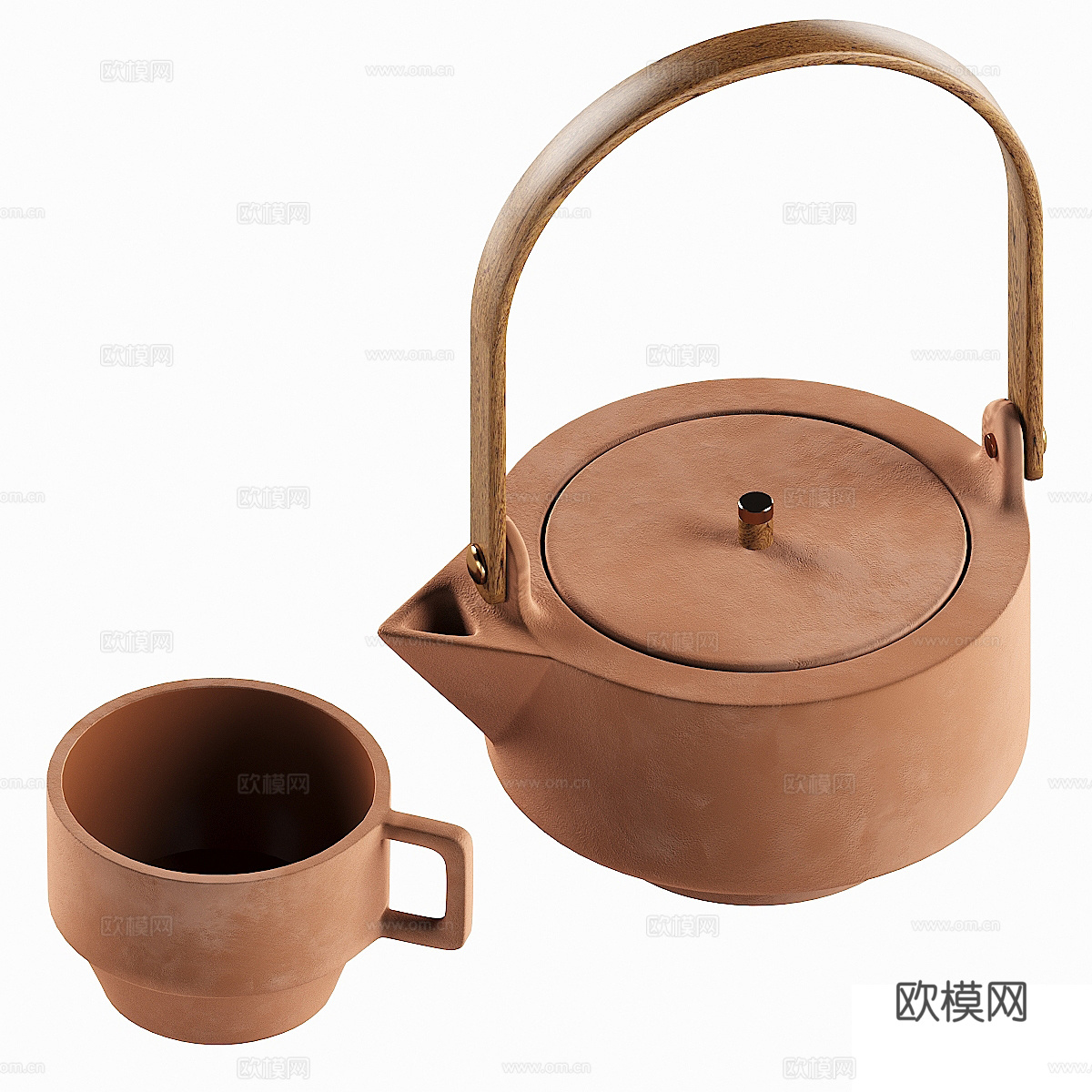 新中式茶壶 茶杯3d模型