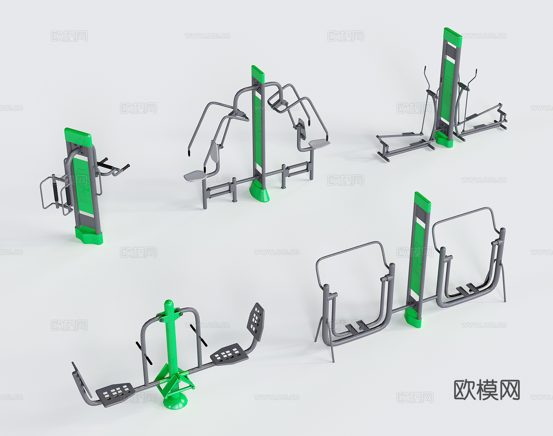 现代户外健身器材 运动器械 运动设备 运动器材3d模型