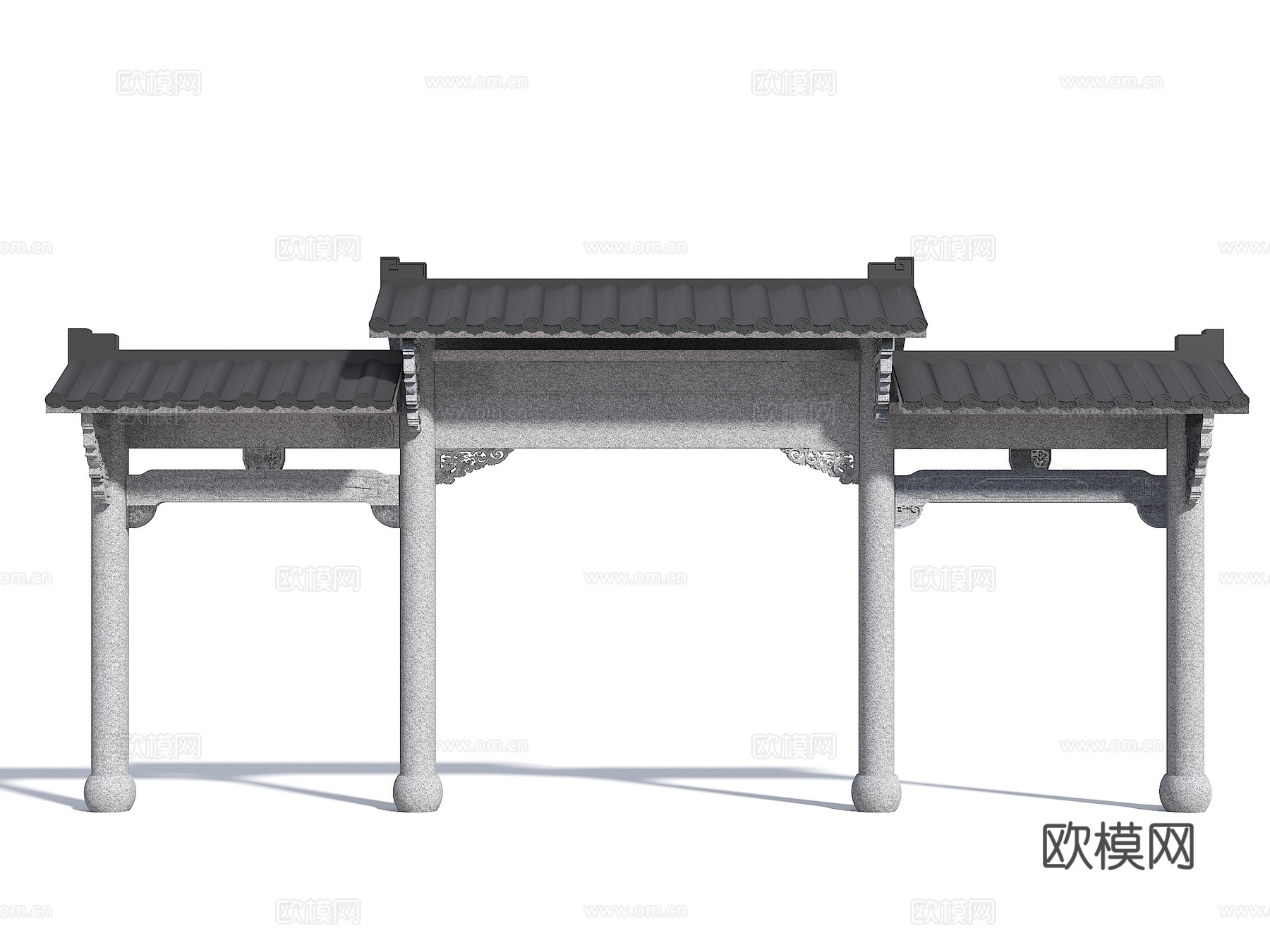 中式牌楼 木雕牌坊 古建门楼3d模型