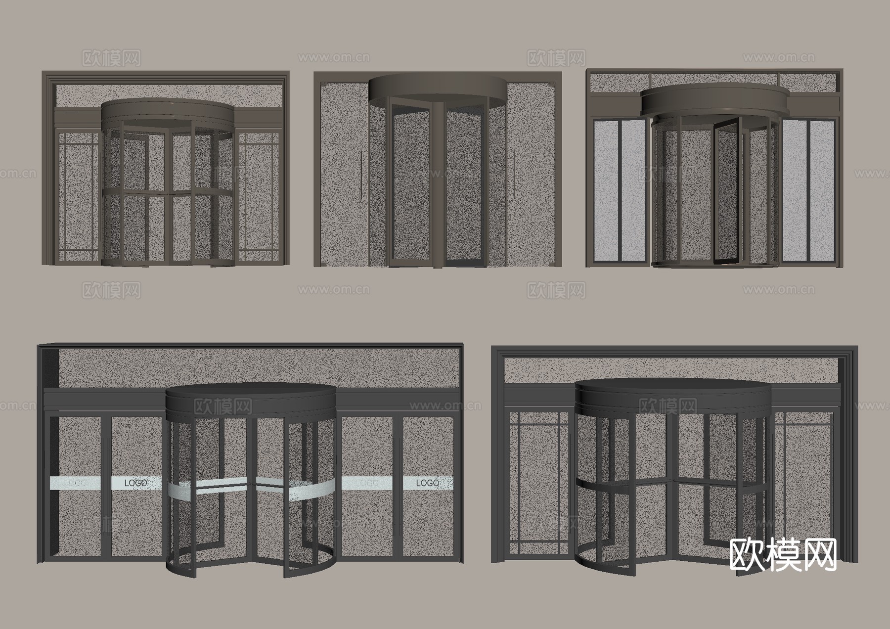自动旋转门 感应门 玻璃旋转门 酒店门su模型