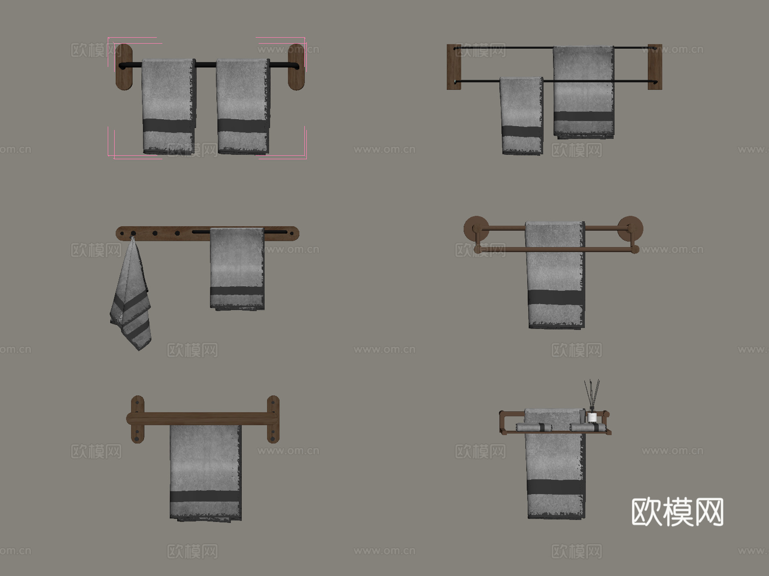 现代毛巾架 卫浴用品su模型