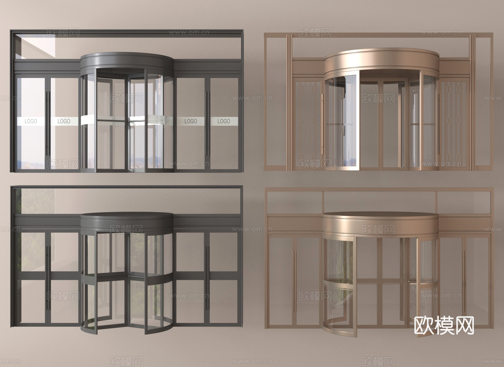 自动旋转门 感应门 酒店门3d模型