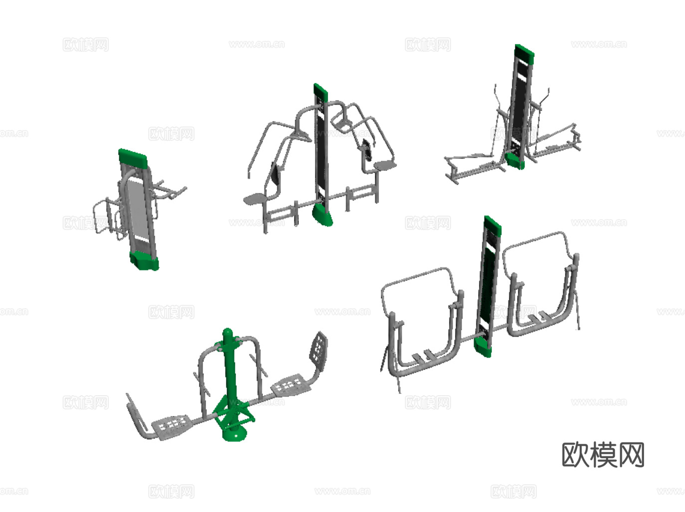 现代户外健身器材 运动器械 运动设备su模型