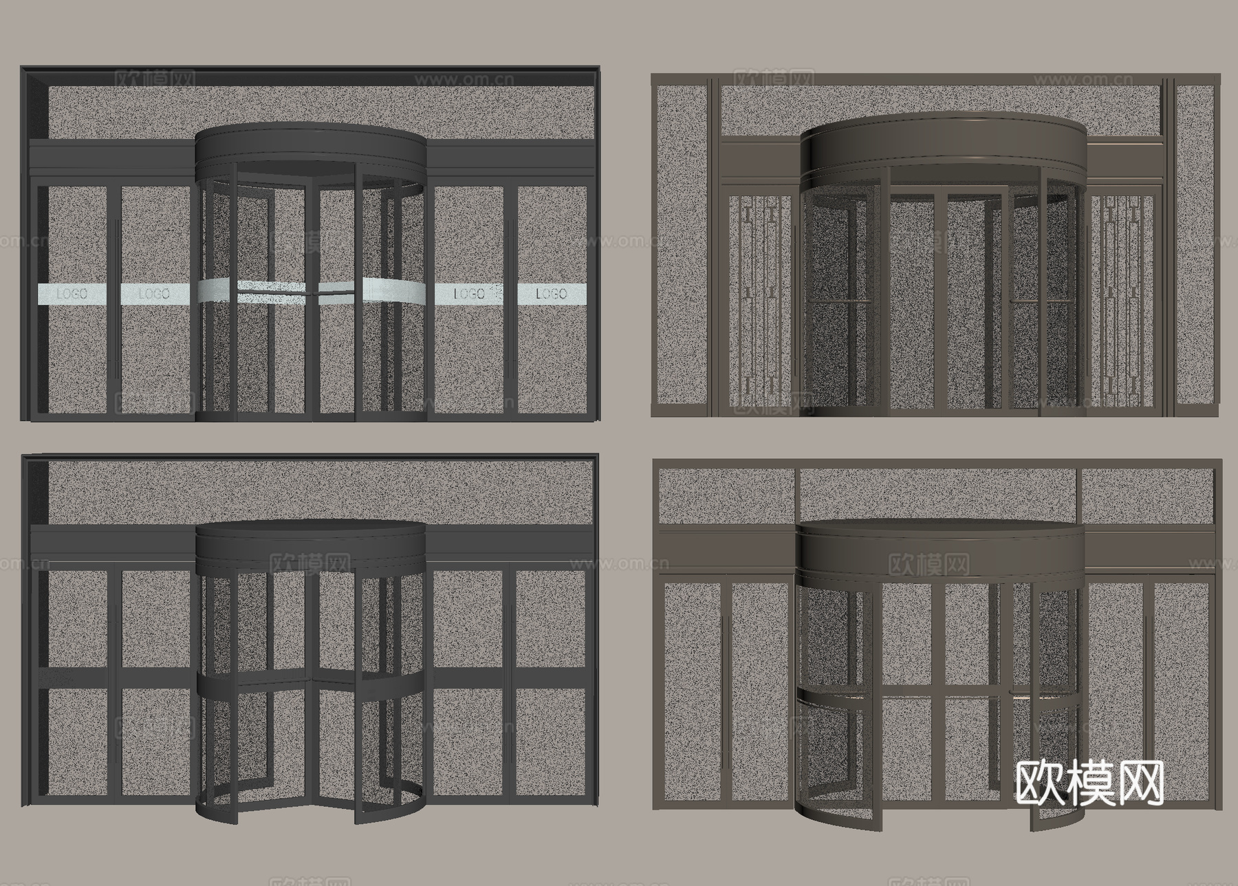 自动旋转门 感应门 玻璃旋转门 酒店门su模型