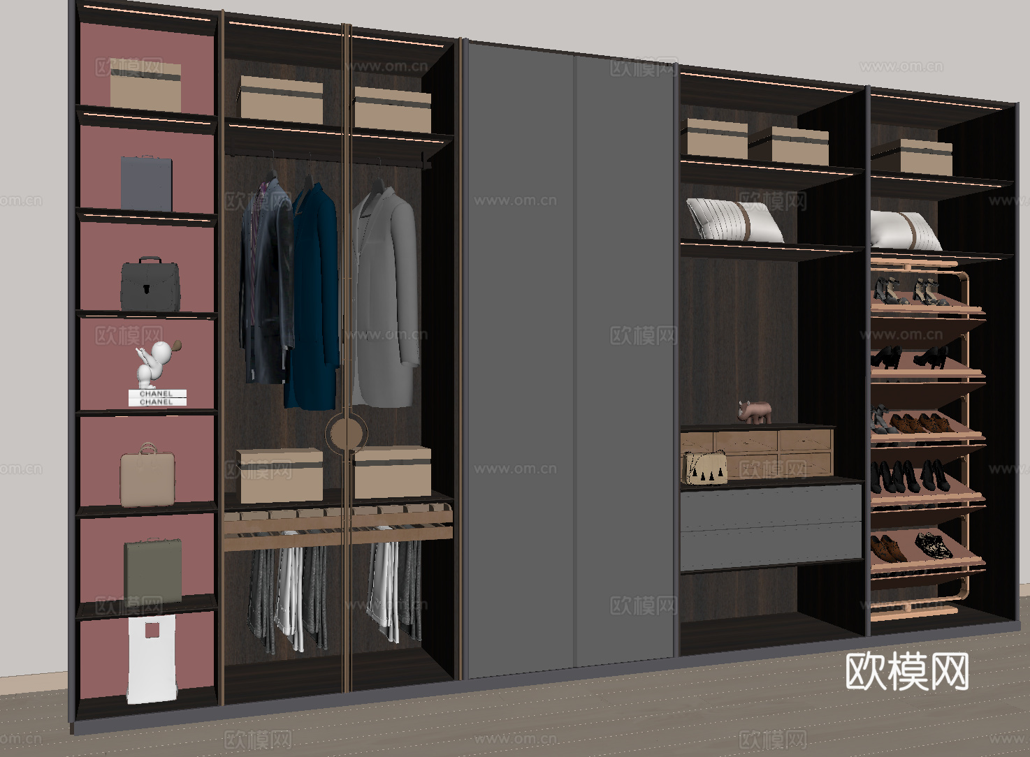 意式衣柜su模型下载（渲染图1）