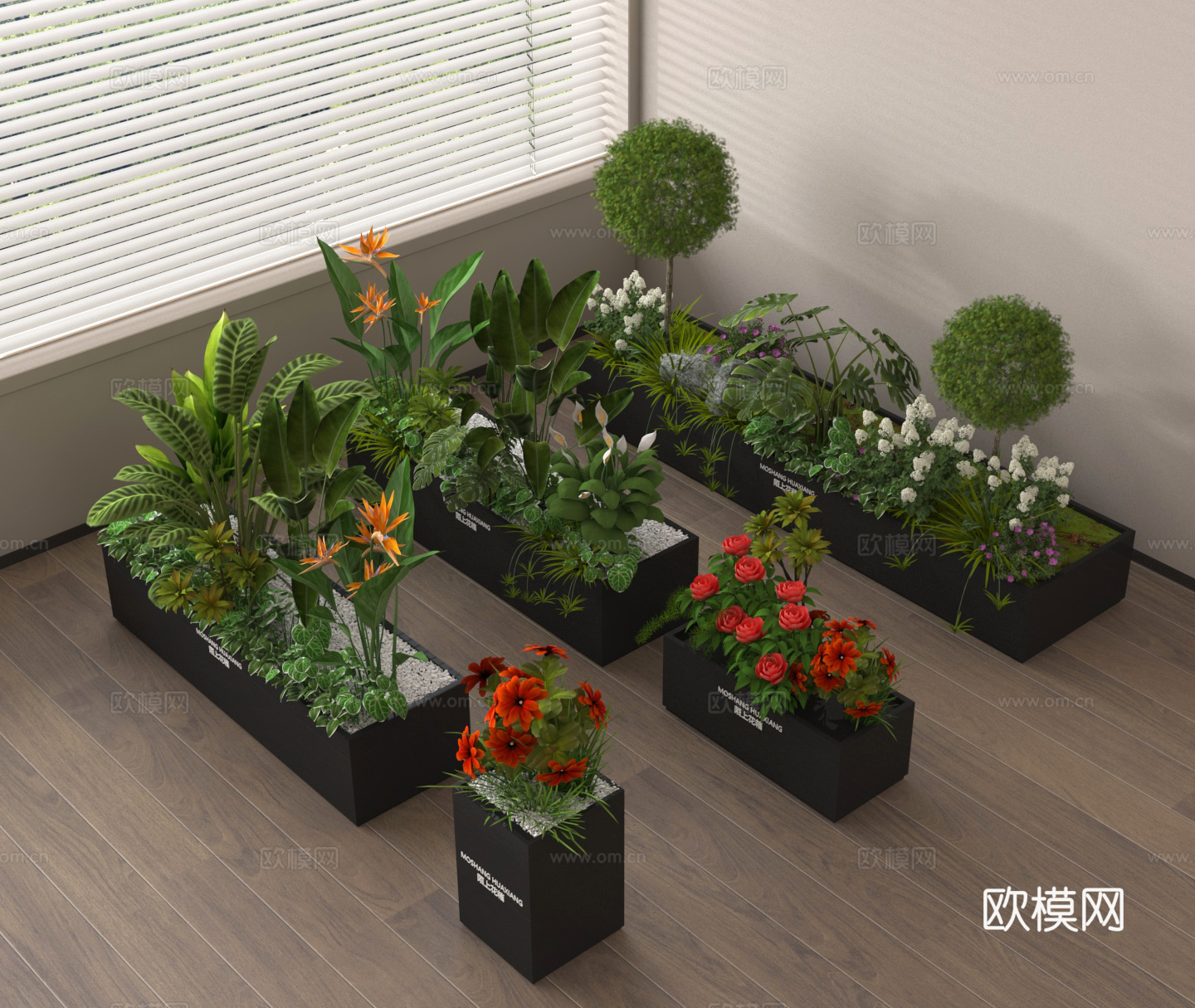 植物花箱 花槽 花池 花卉3d模型