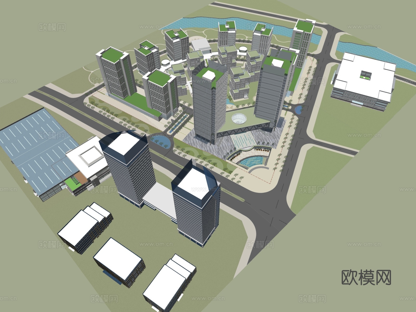 产业园 多层办公楼 高层办公楼su模型