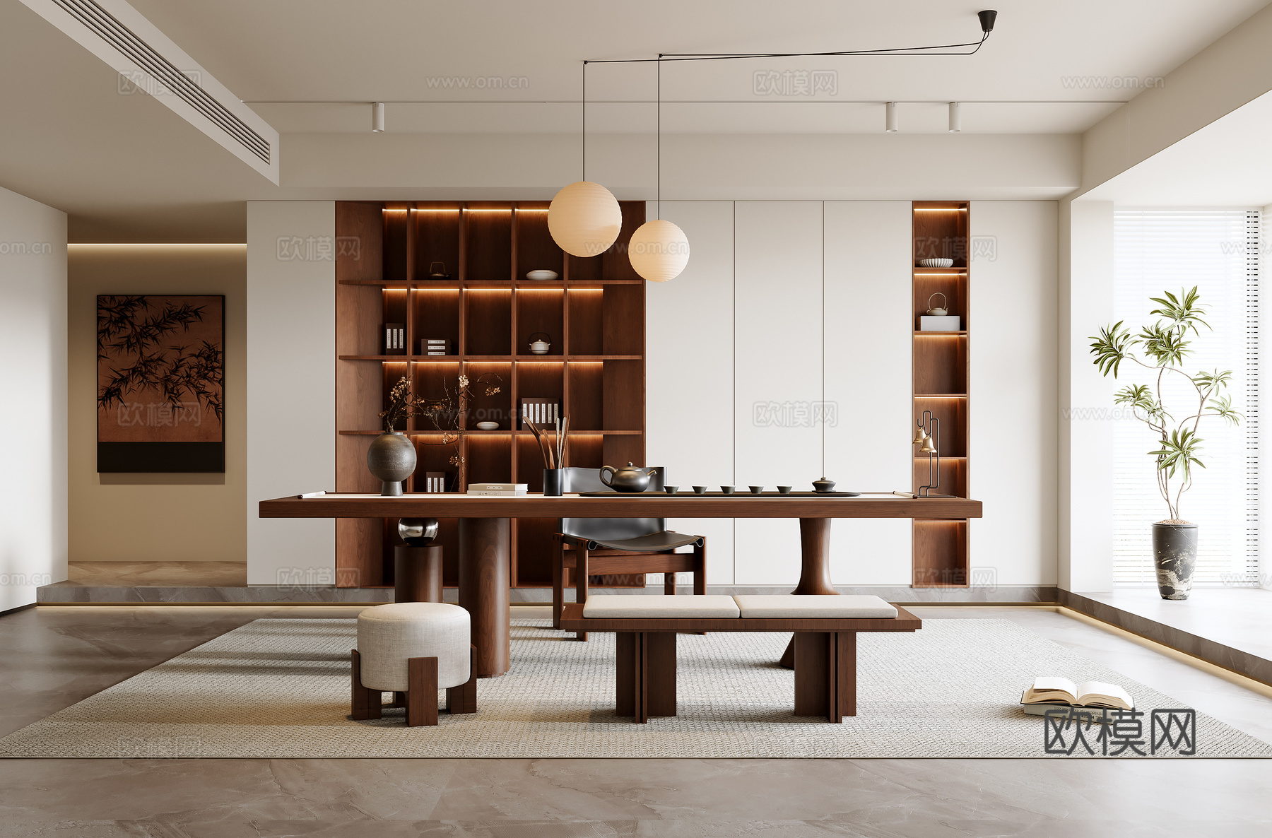 中古风茶室3d模型下载