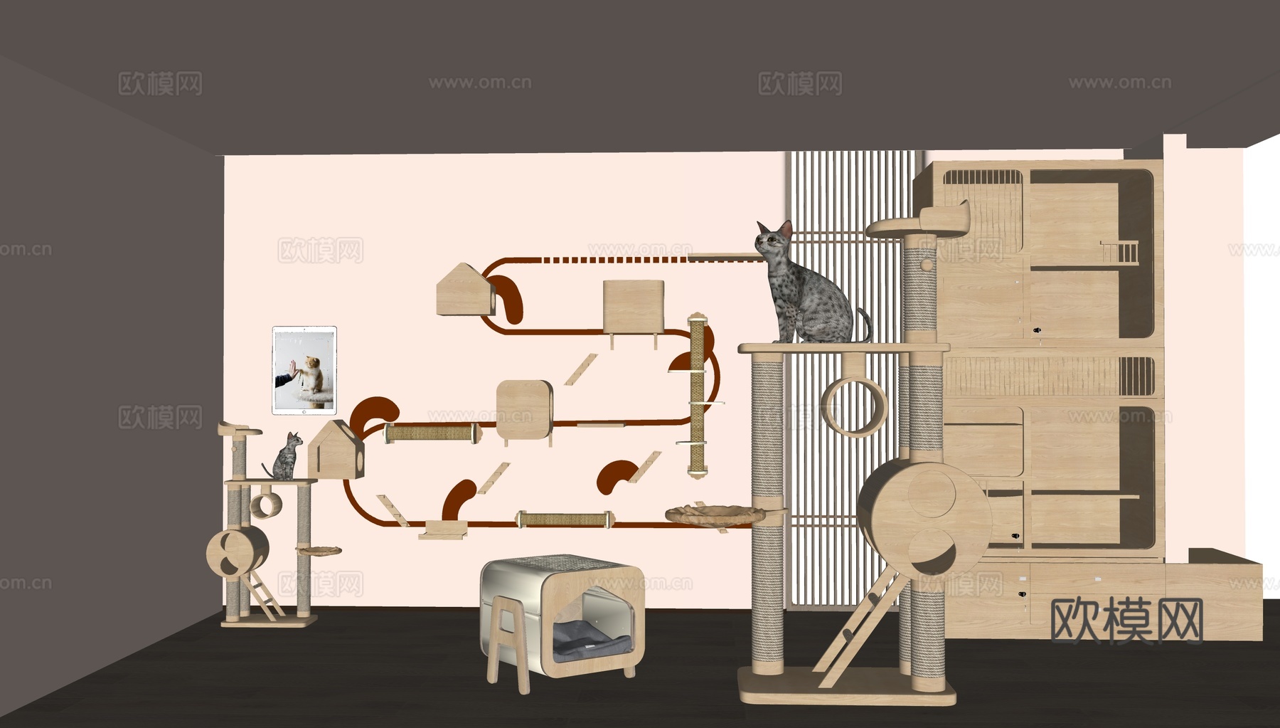 侘寂宠物店 宠物店 猫爬架su模型