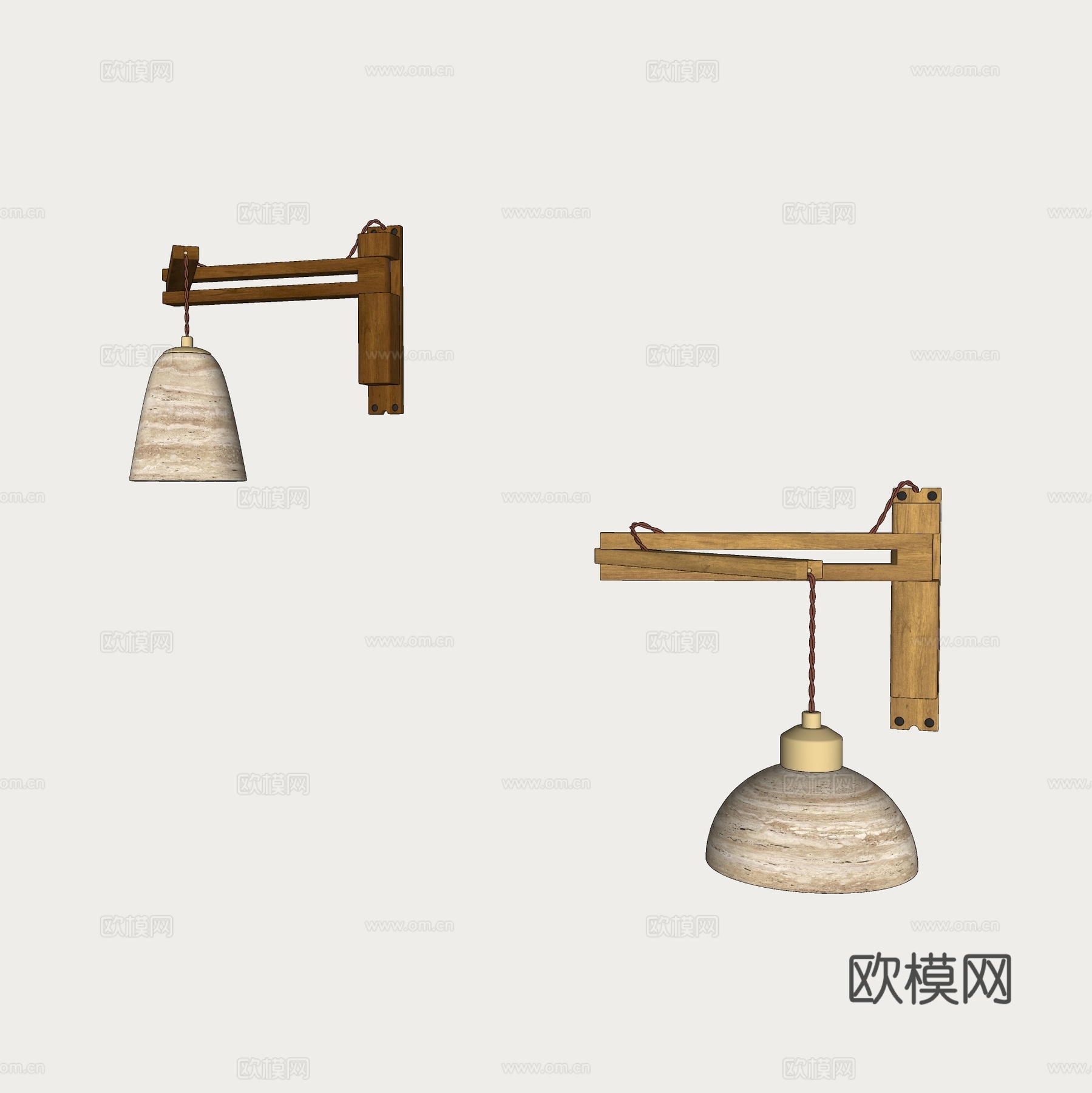 中古风摇臂壁灯 床头壁灯 实木壁灯su模型