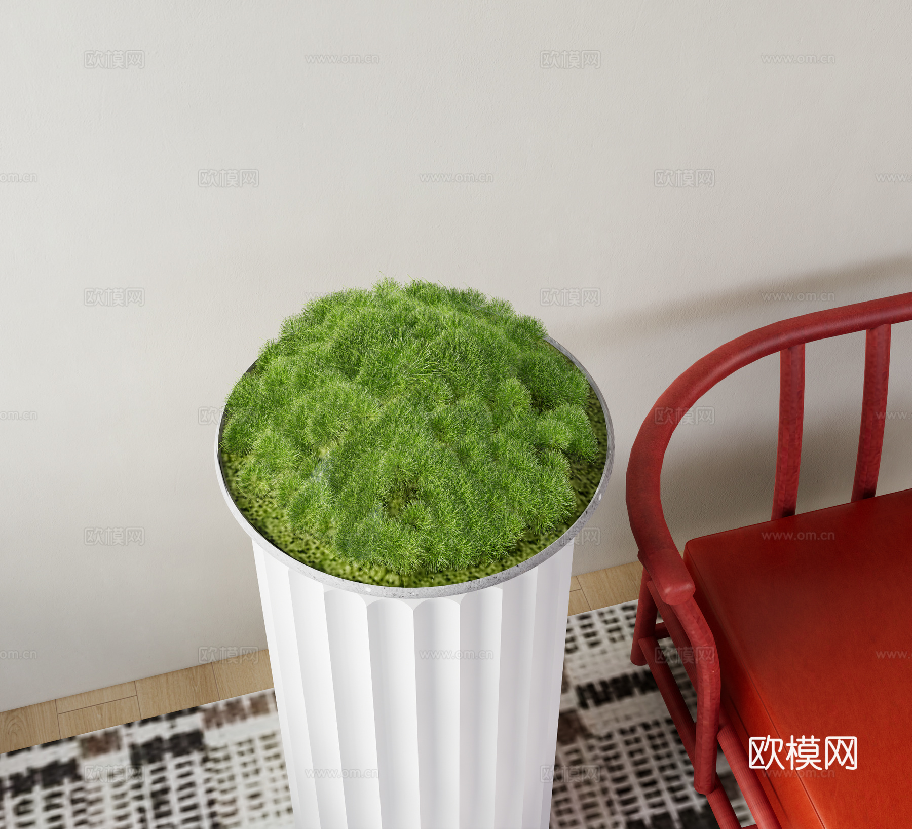 现代苔藓盆栽 绿植摆件 绿植盆景3d模型