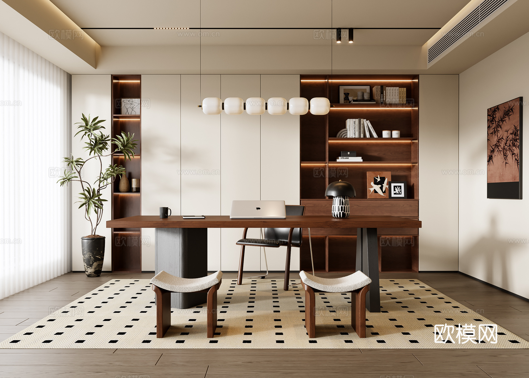 中古风书房3d模型下载