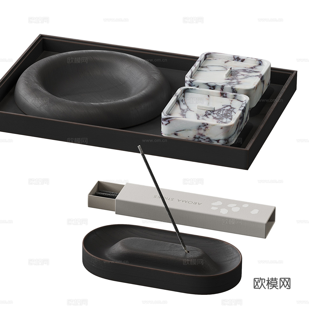 现代饰品摆件 花瓶 托盘3d模型