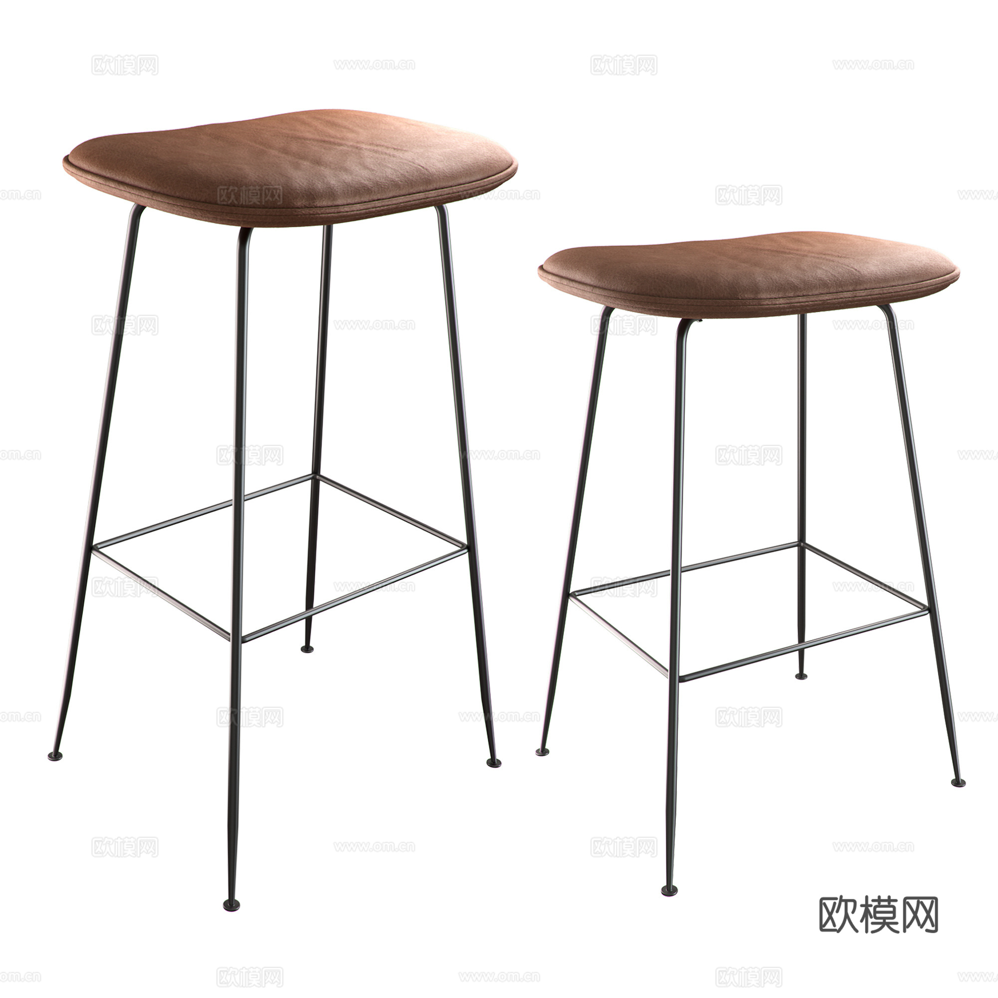 Gubi皮革吧椅 皮革吧凳3d模型下载