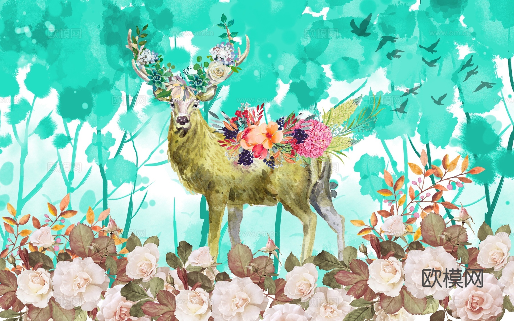 北欧手绘麋鹿下载