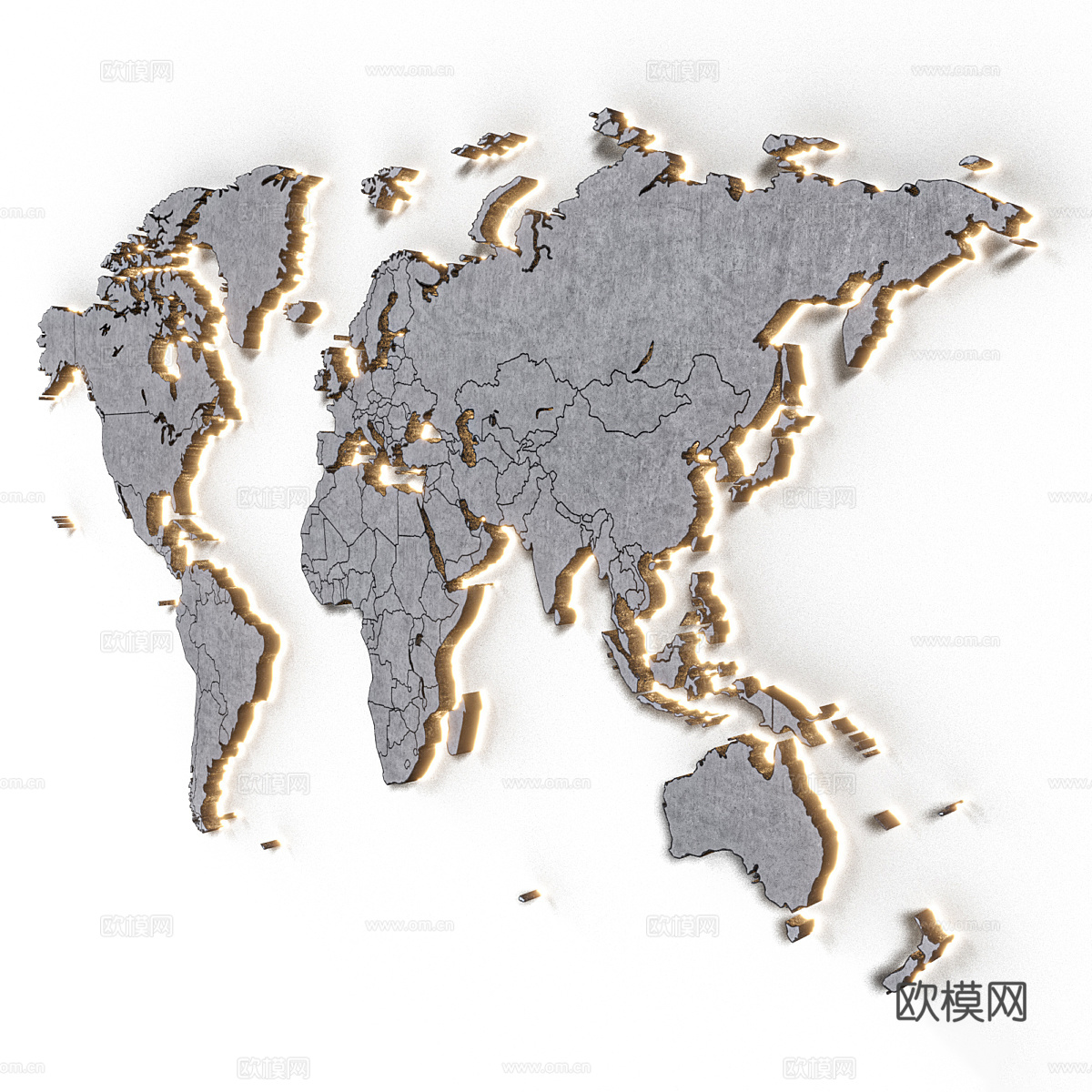 世界地图挂件 镜面挂饰3d模型