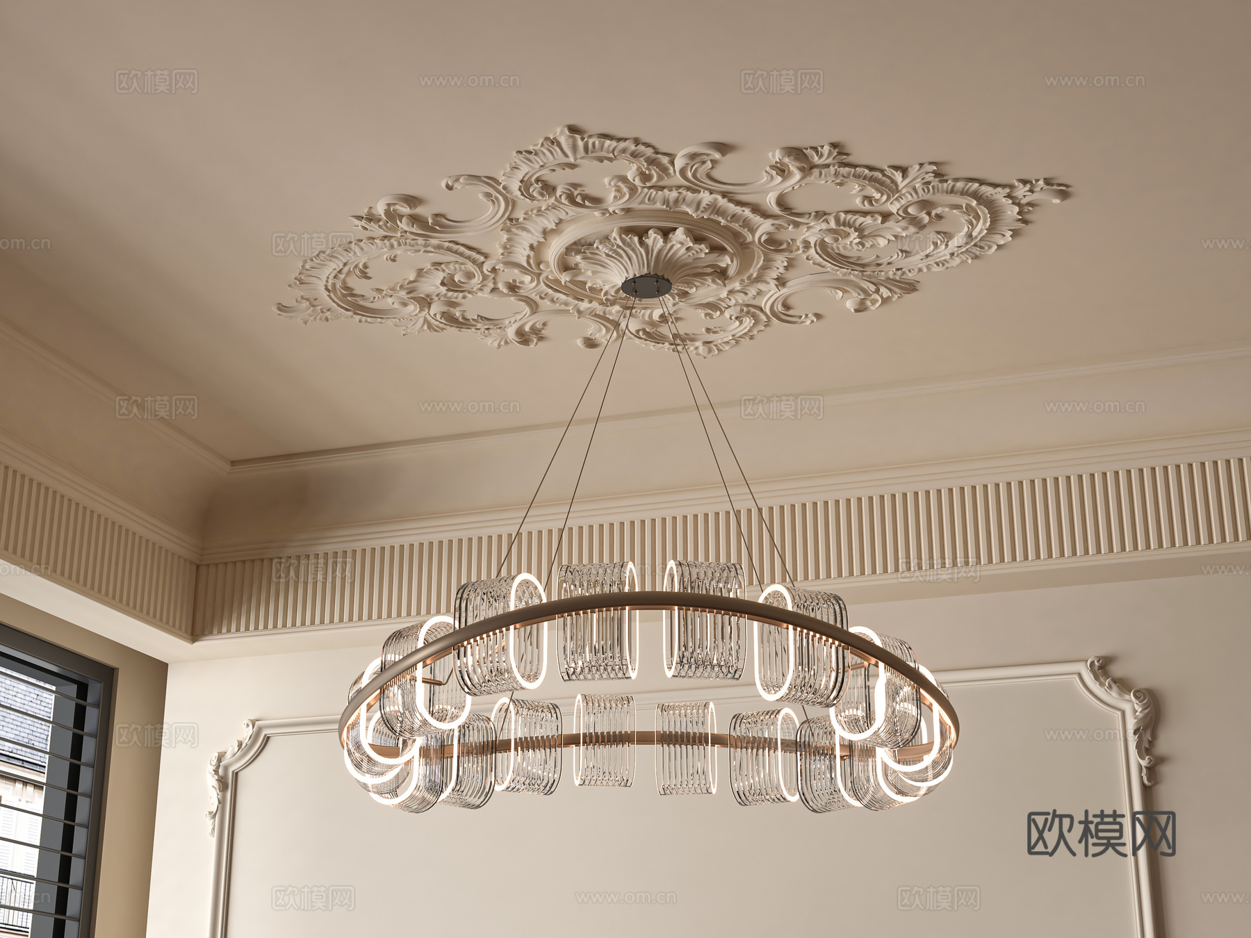 法式大厅吊灯3d模型下载