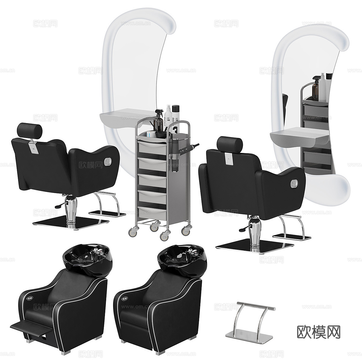 现代洗头椅 理发器材3d模型