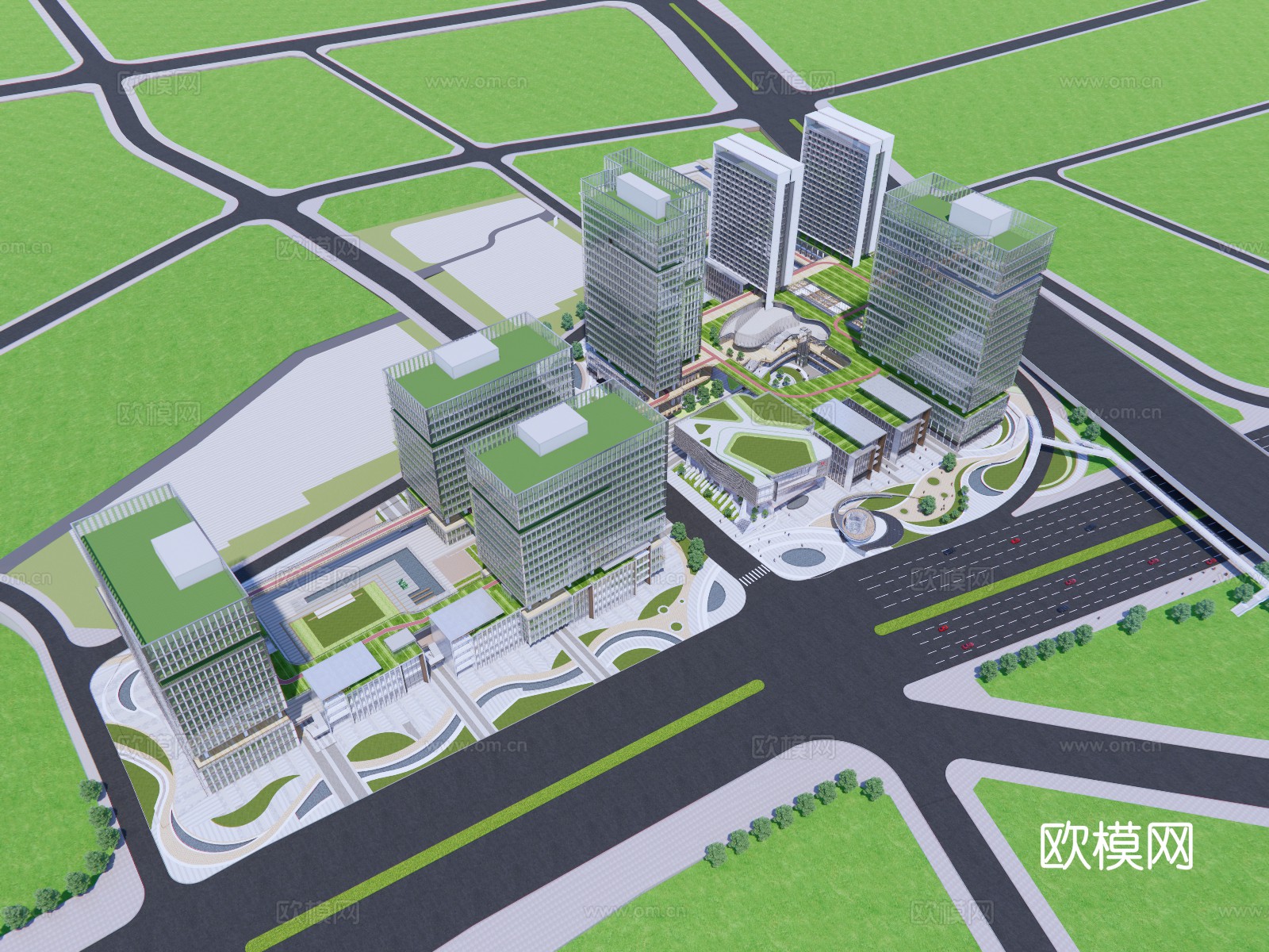 办公建筑办公楼  产业园su模型下载（渲染图4）