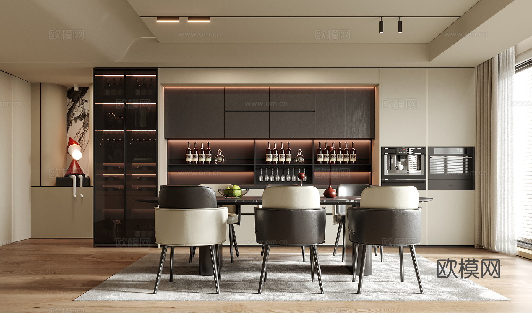 现代餐厅3d模型下载