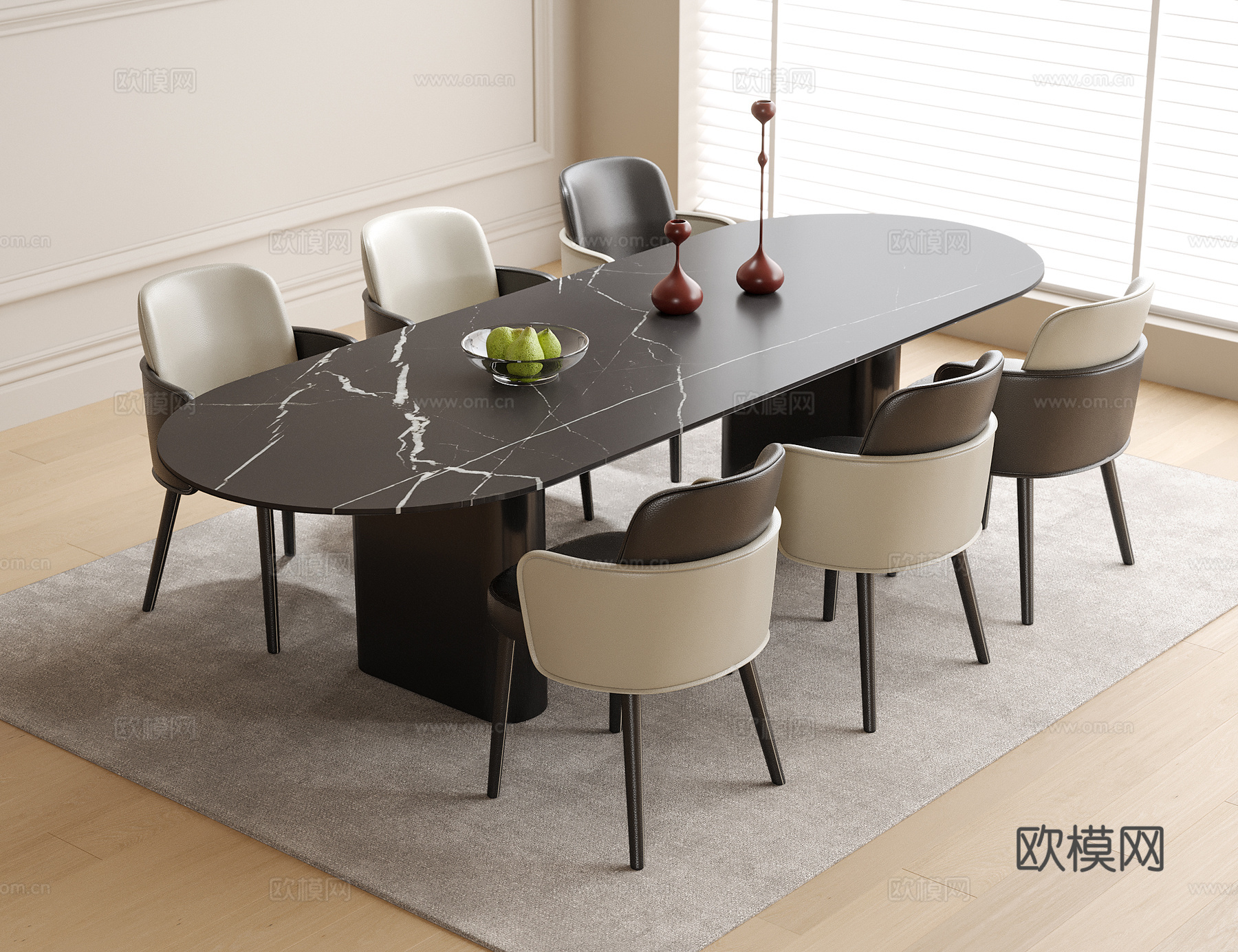 现代餐桌椅3d模型下载