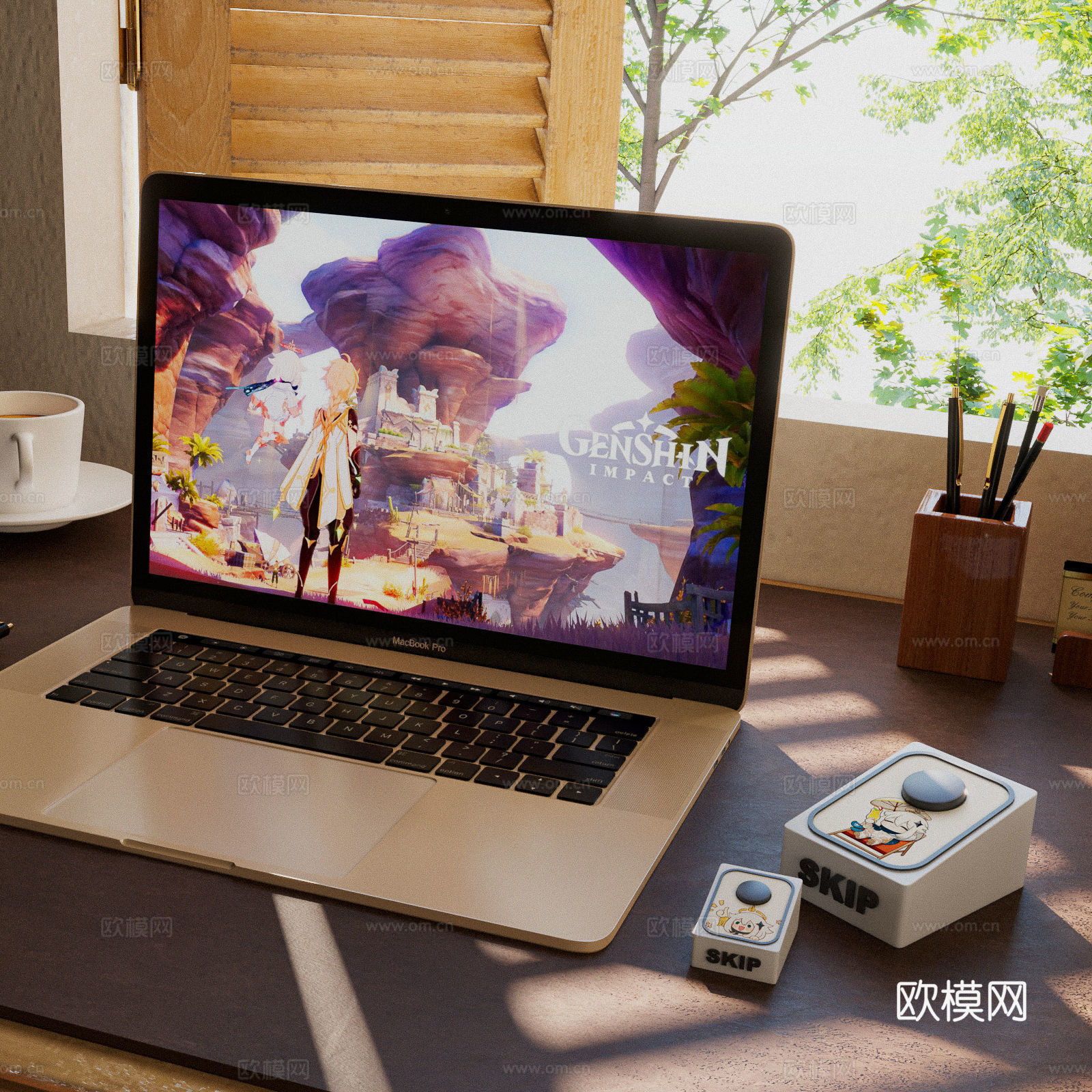 侘寂风书桌椅3d模型