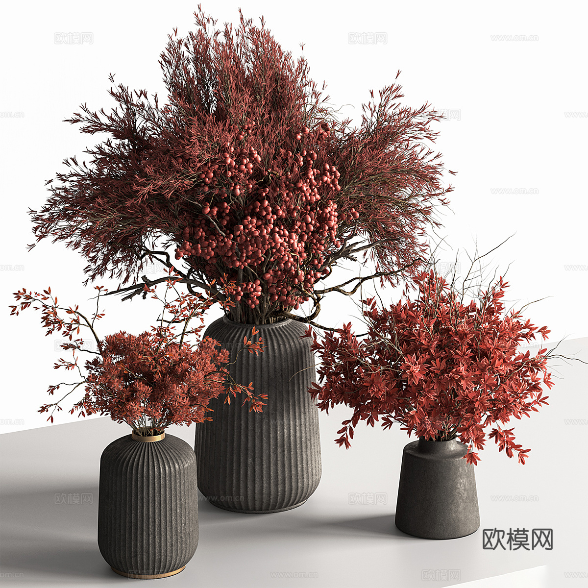 新中式花瓶 枯枝花艺3d模型