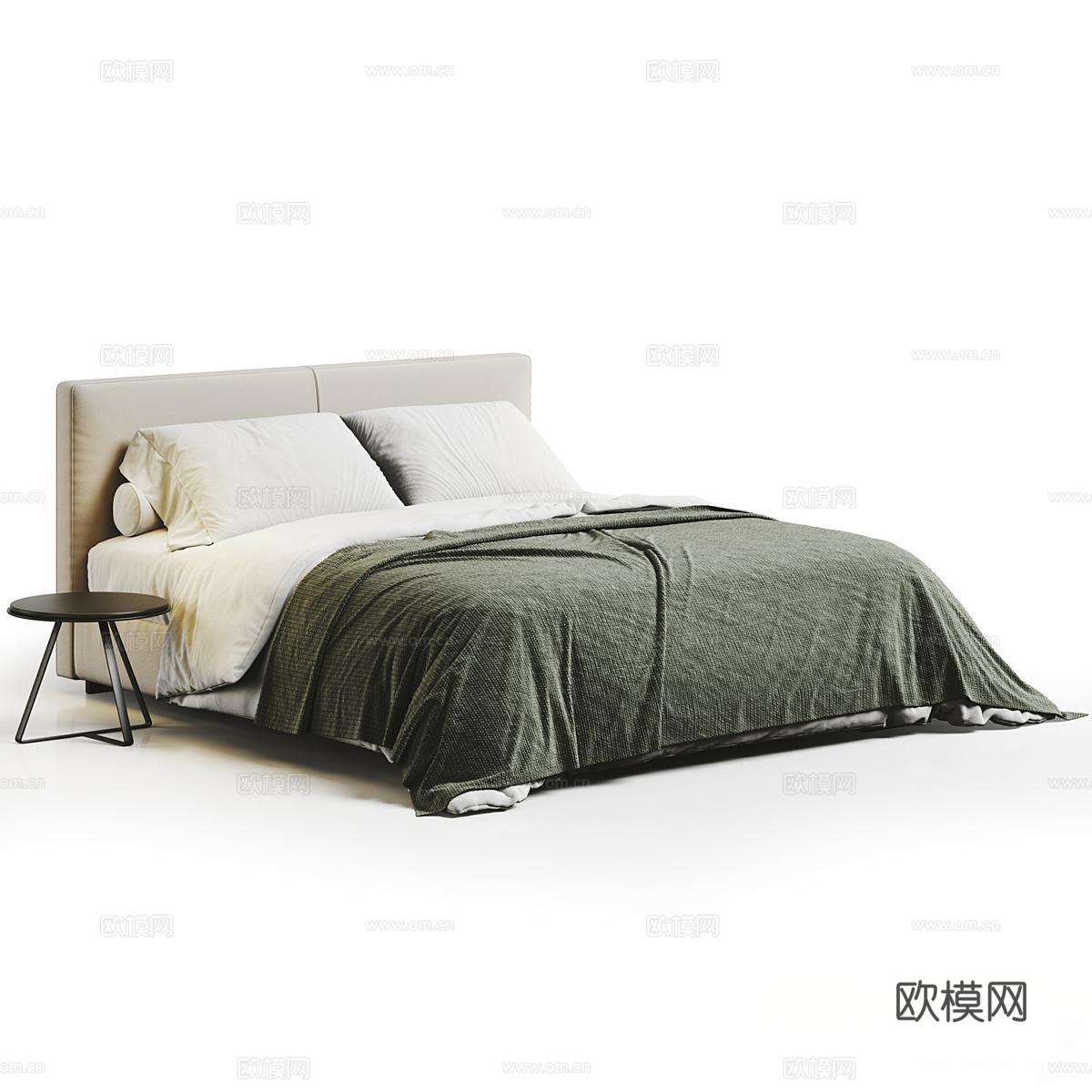 Flexform 意式双人床 简约双人床3d模型下载（渲染图3）