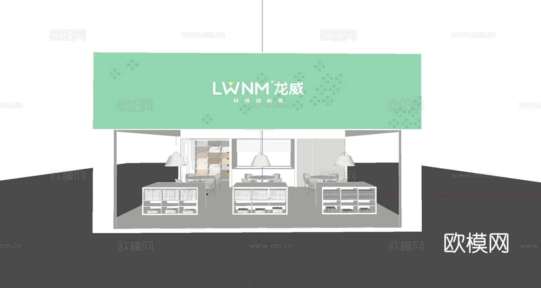 现代地面材料展 绿色展台su模型